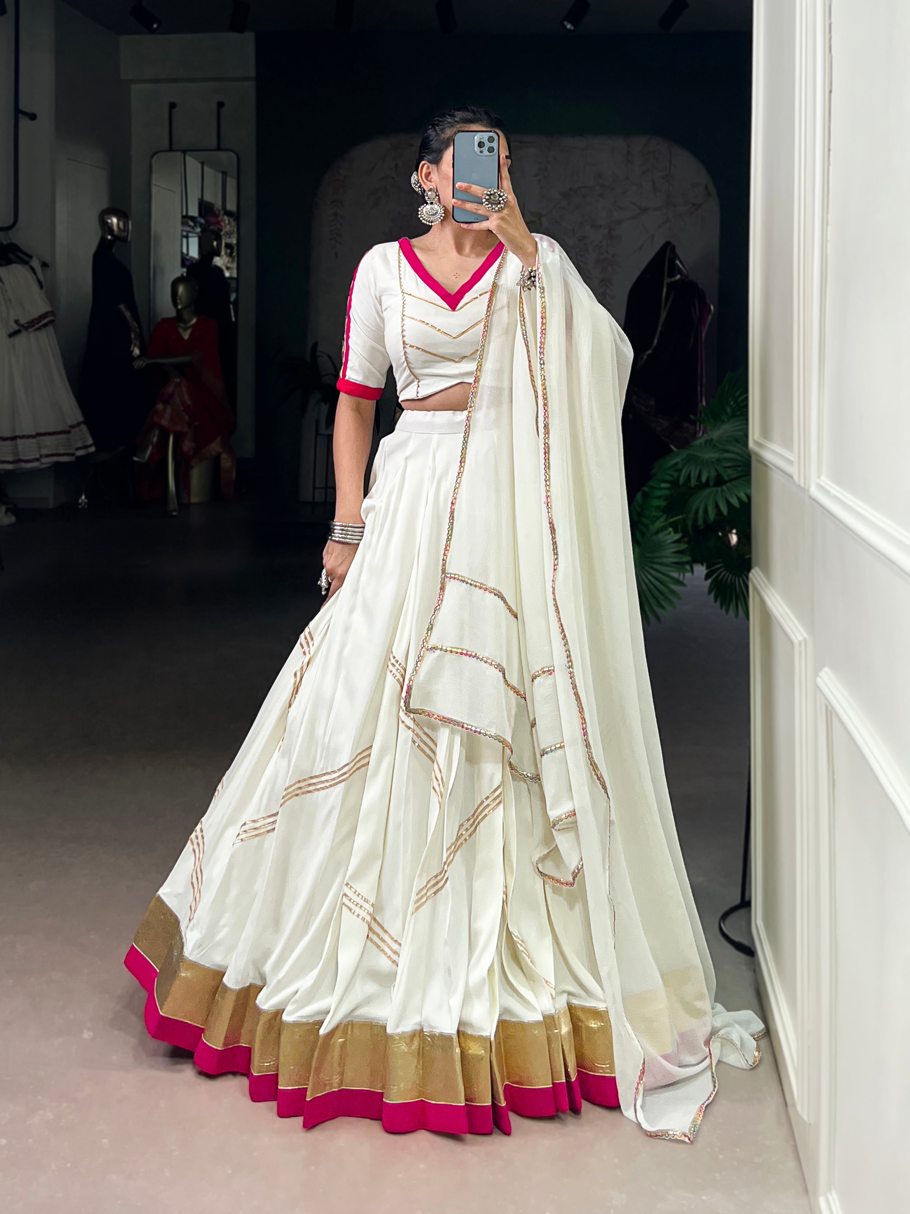 WHITE DESIGNER NAVRATRI LEHENGA