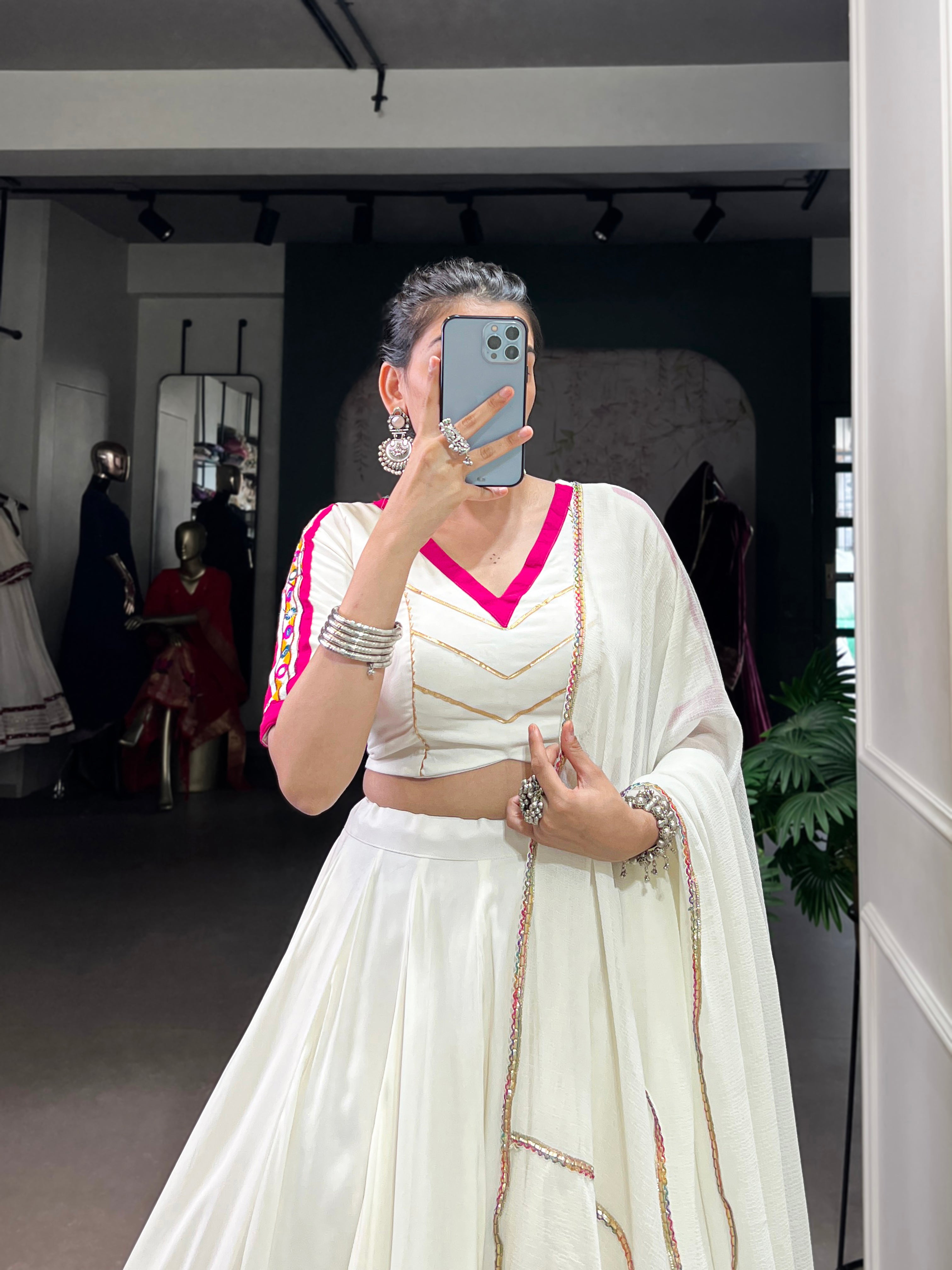 WHITE DESIGNER NAVRATRI LEHENGA