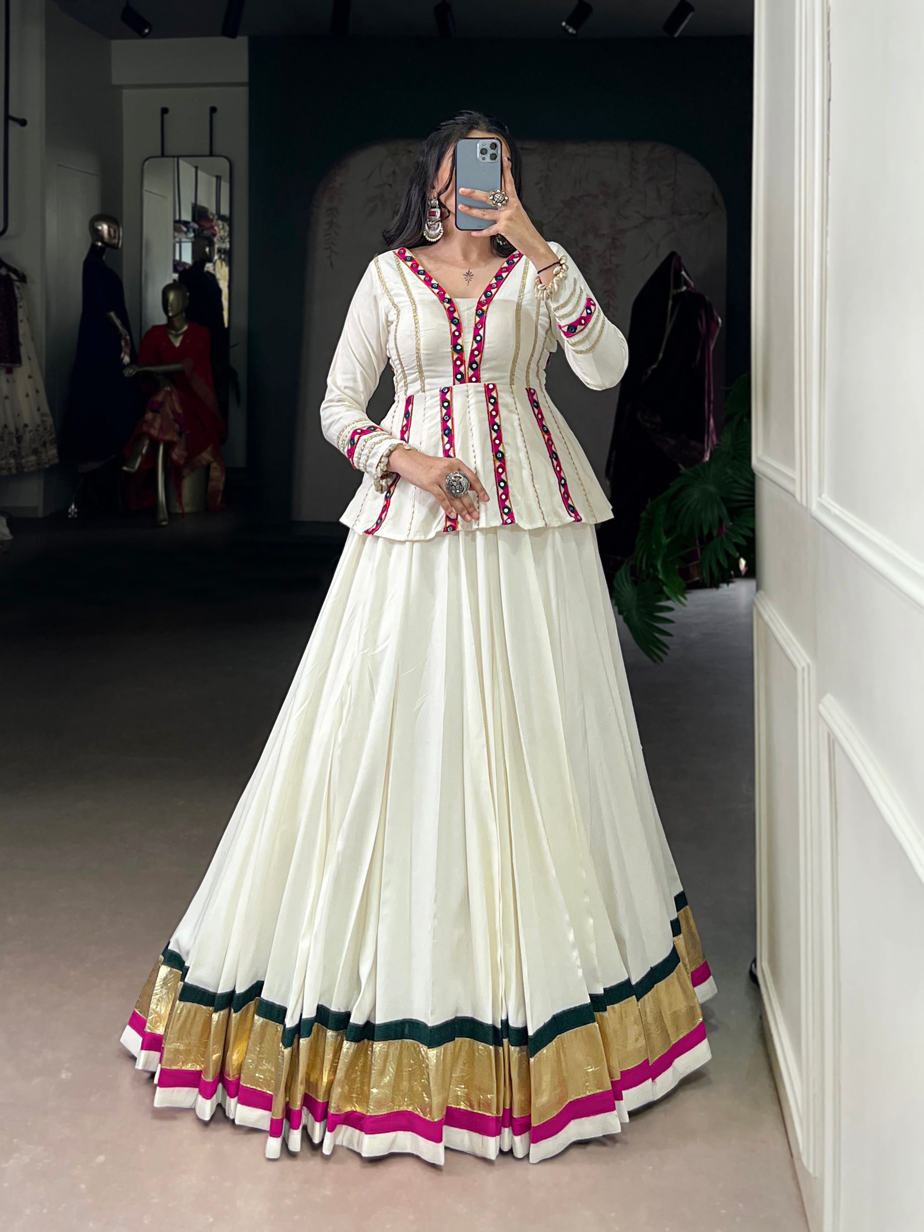 PURE RAYON MIRROR LEHENGA CHOLI