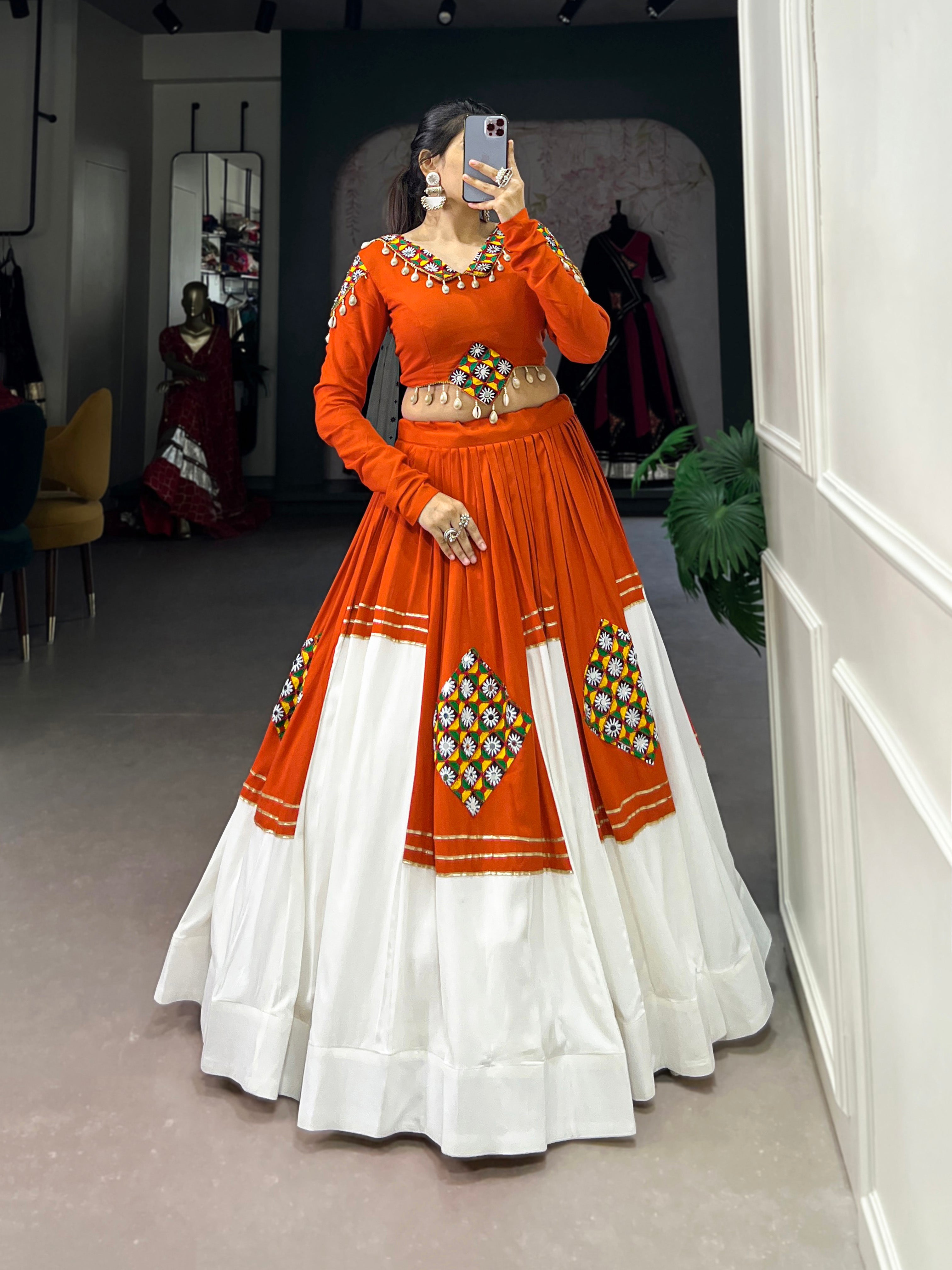 ORANGE & WHITE DESIGNER NAVRATRI LEHENGA