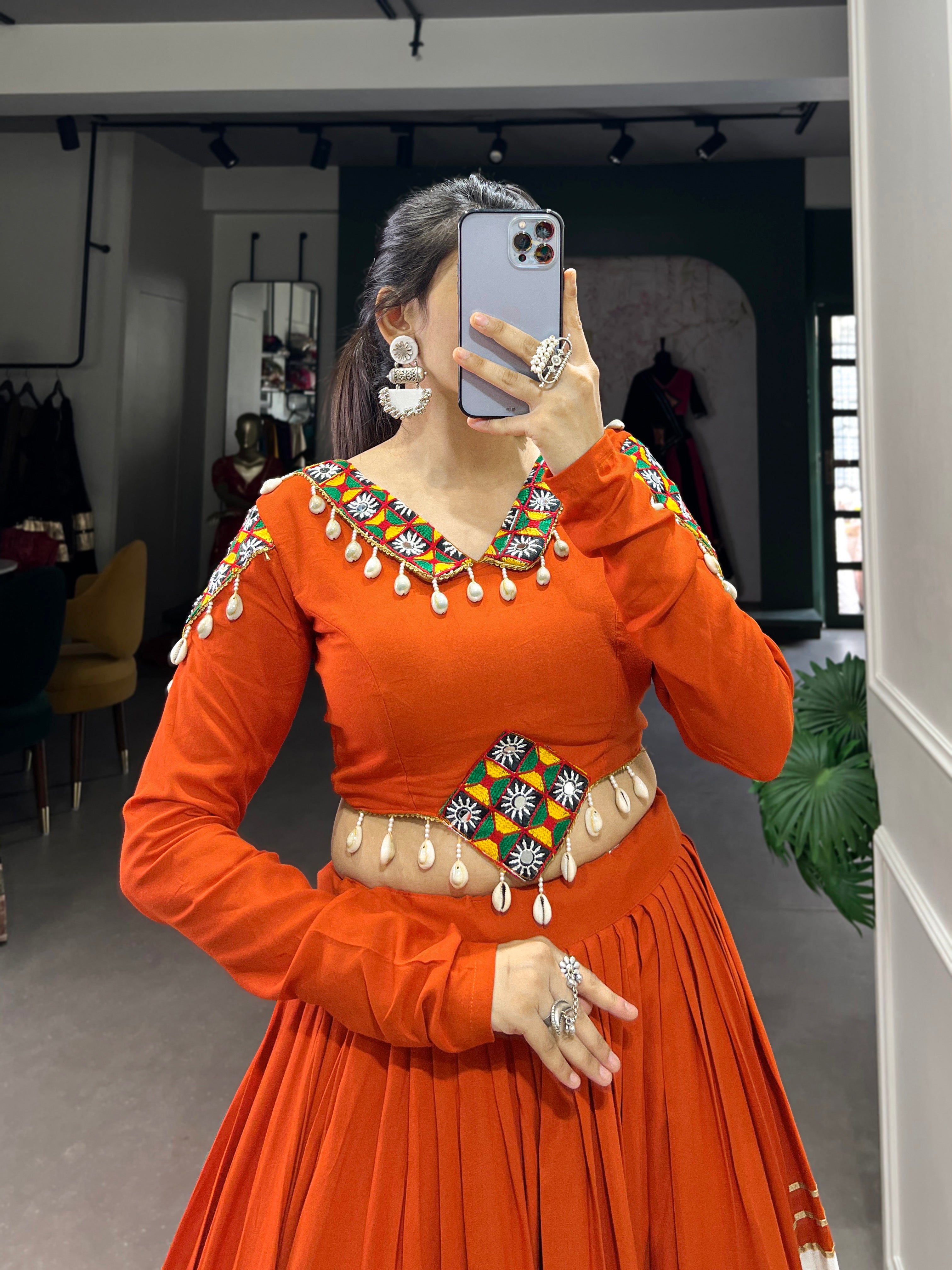 ORANGE & WHITE DESIGNER NAVRATRI LEHENGA
