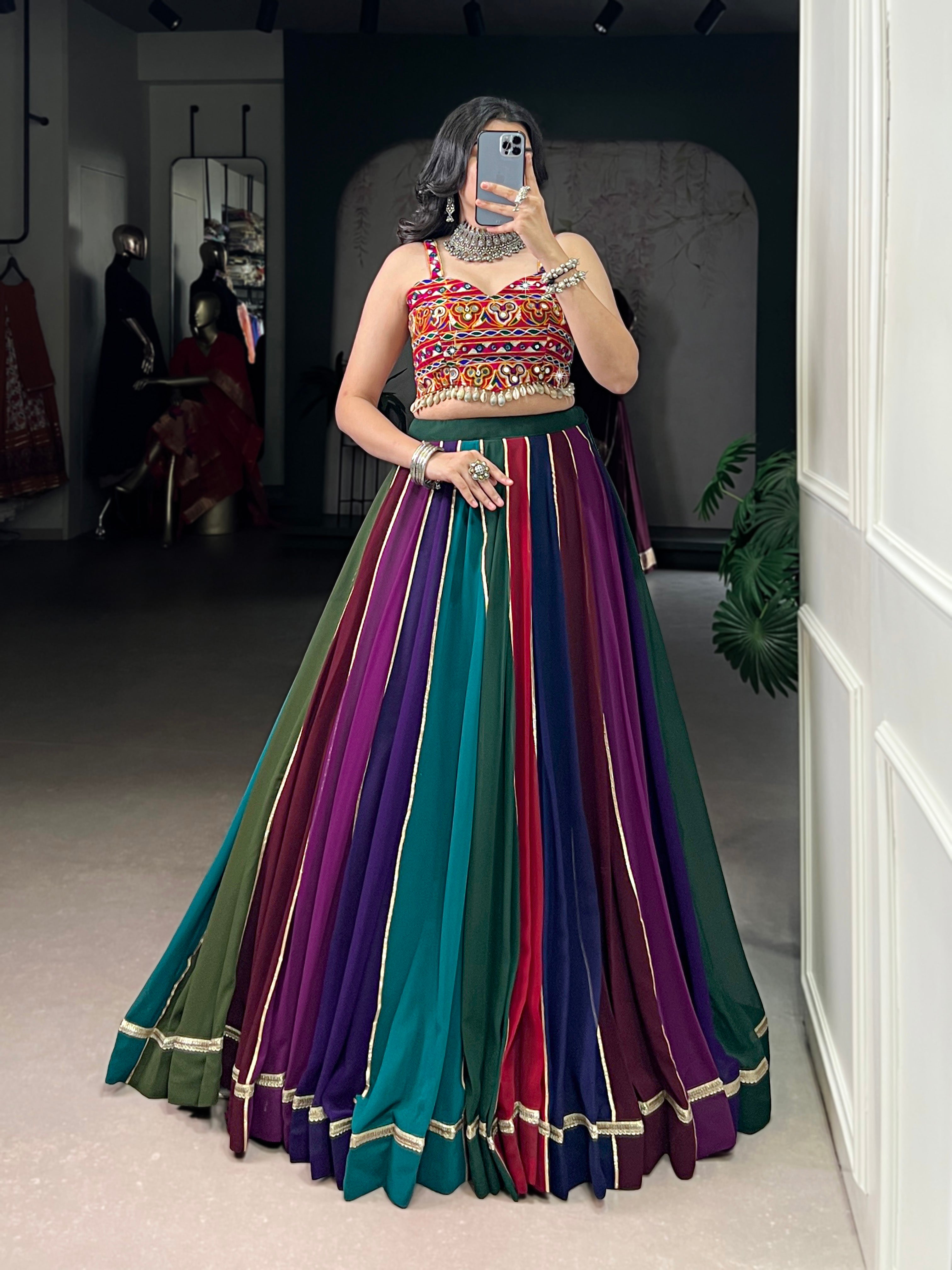 GAMTHI MIRROR WORK LEHENGA CHOLI WITH BLOUSE
