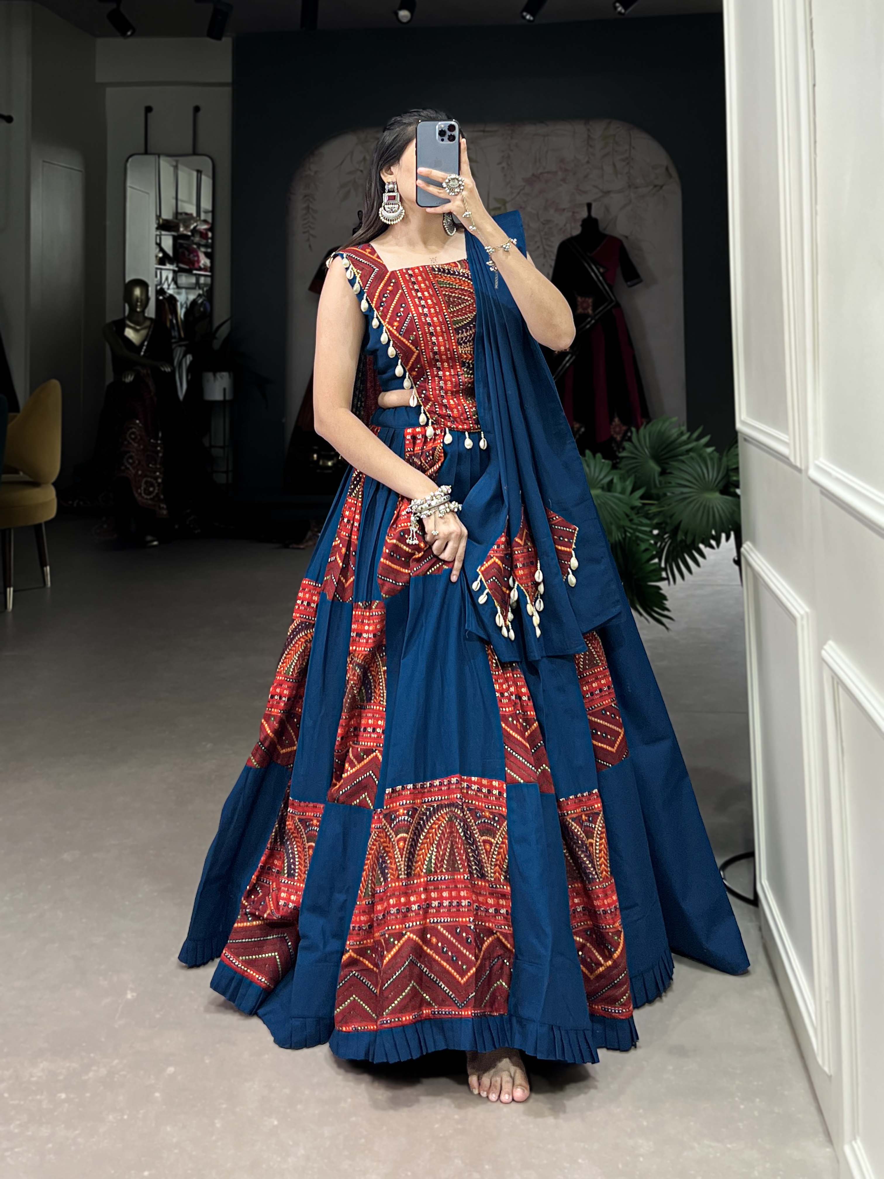 COWRIE LACE COTTON LEHENGA CHOLI WITH DUPATTA