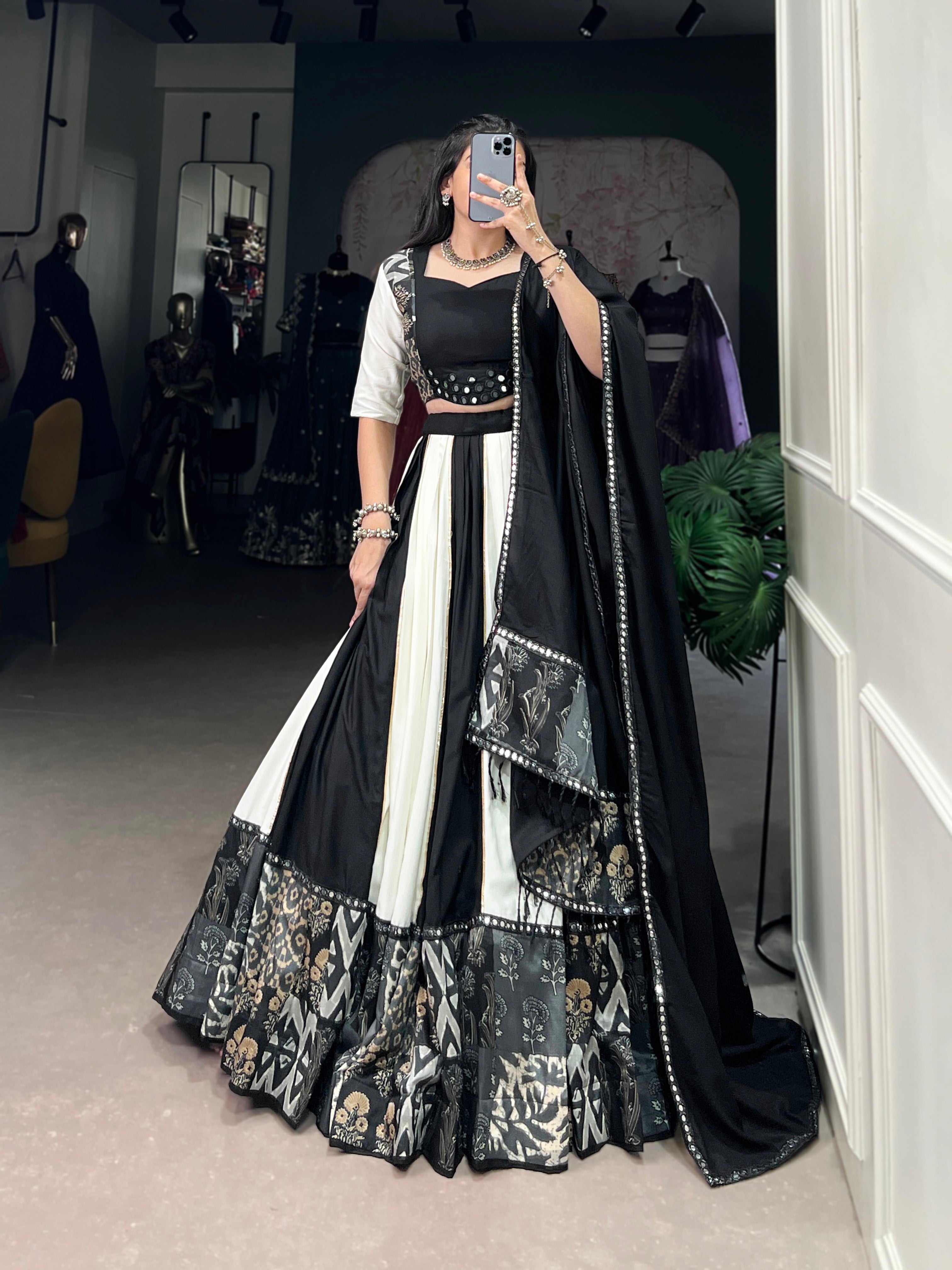 BLACK & WHITE DESIGNER NAVRATRI LEHENGA