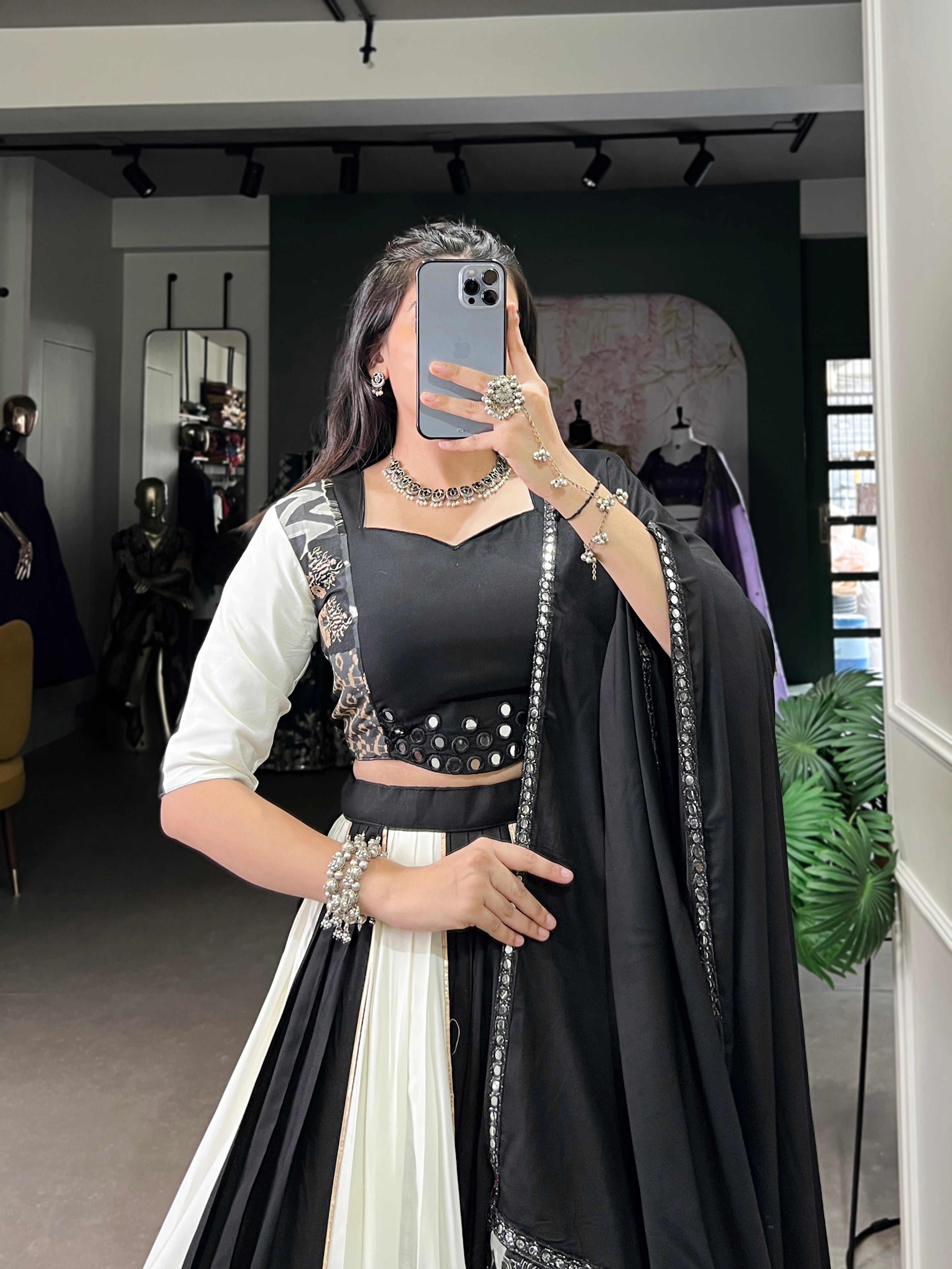 BLACK & WHITE DESIGNER NAVRATRI LEHENGA