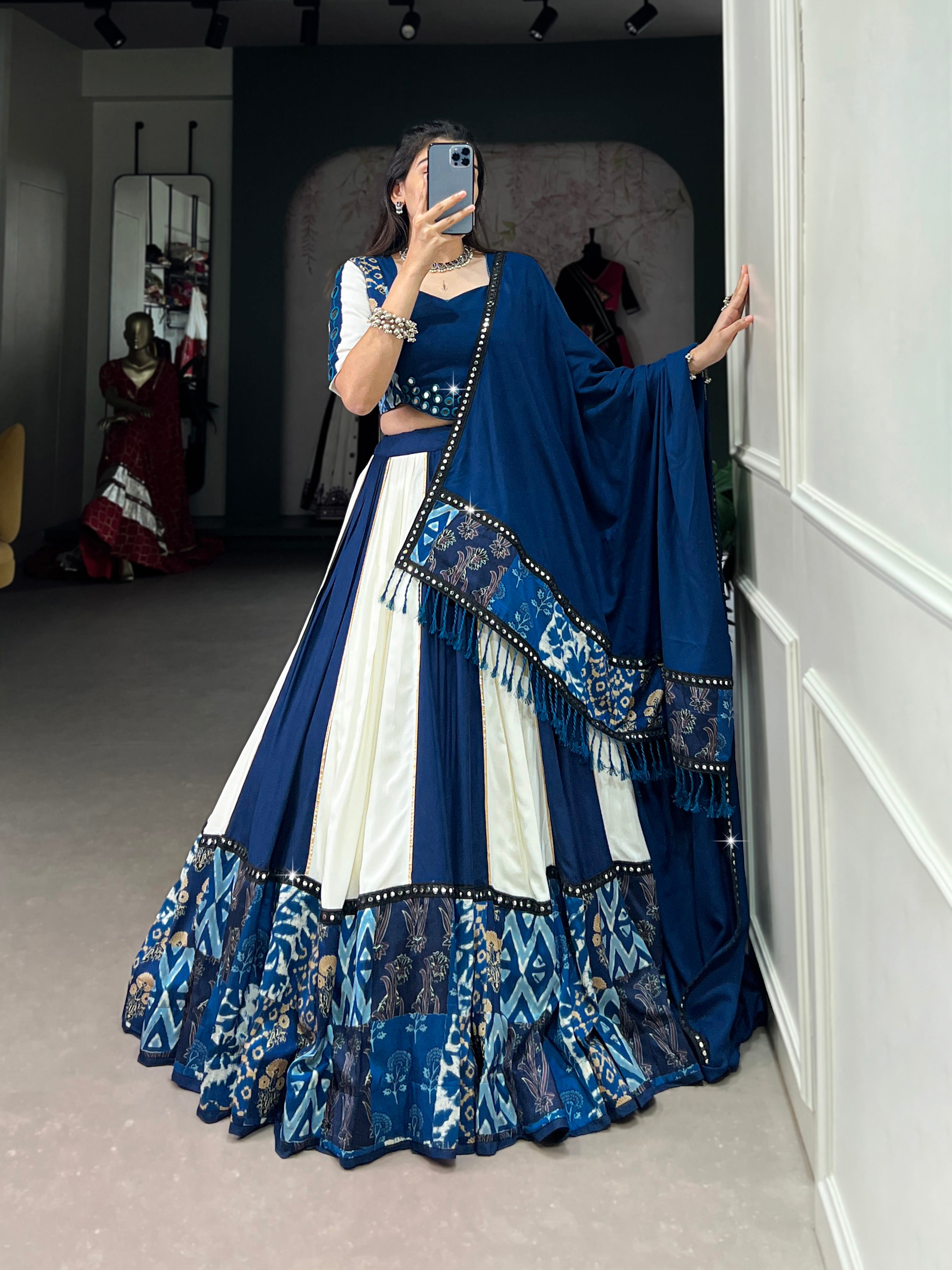 BLUE & WHITE DESIGNER NAVRATRI LEHENGA
