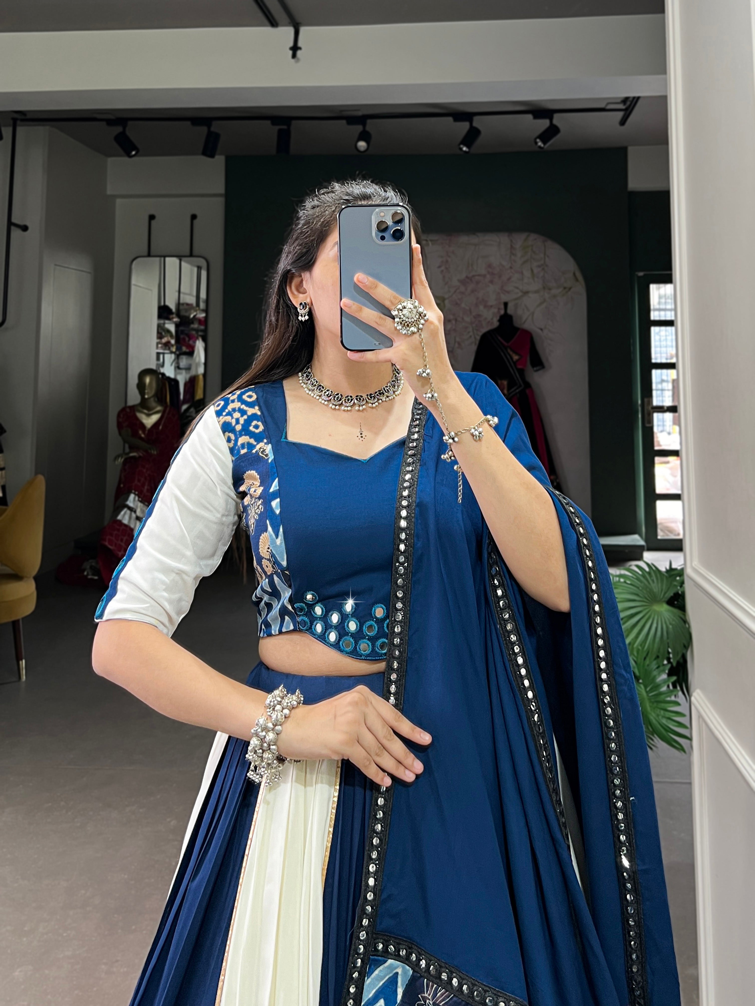 BLUE & WHITE DESIGNER NAVRATRI LEHENGA