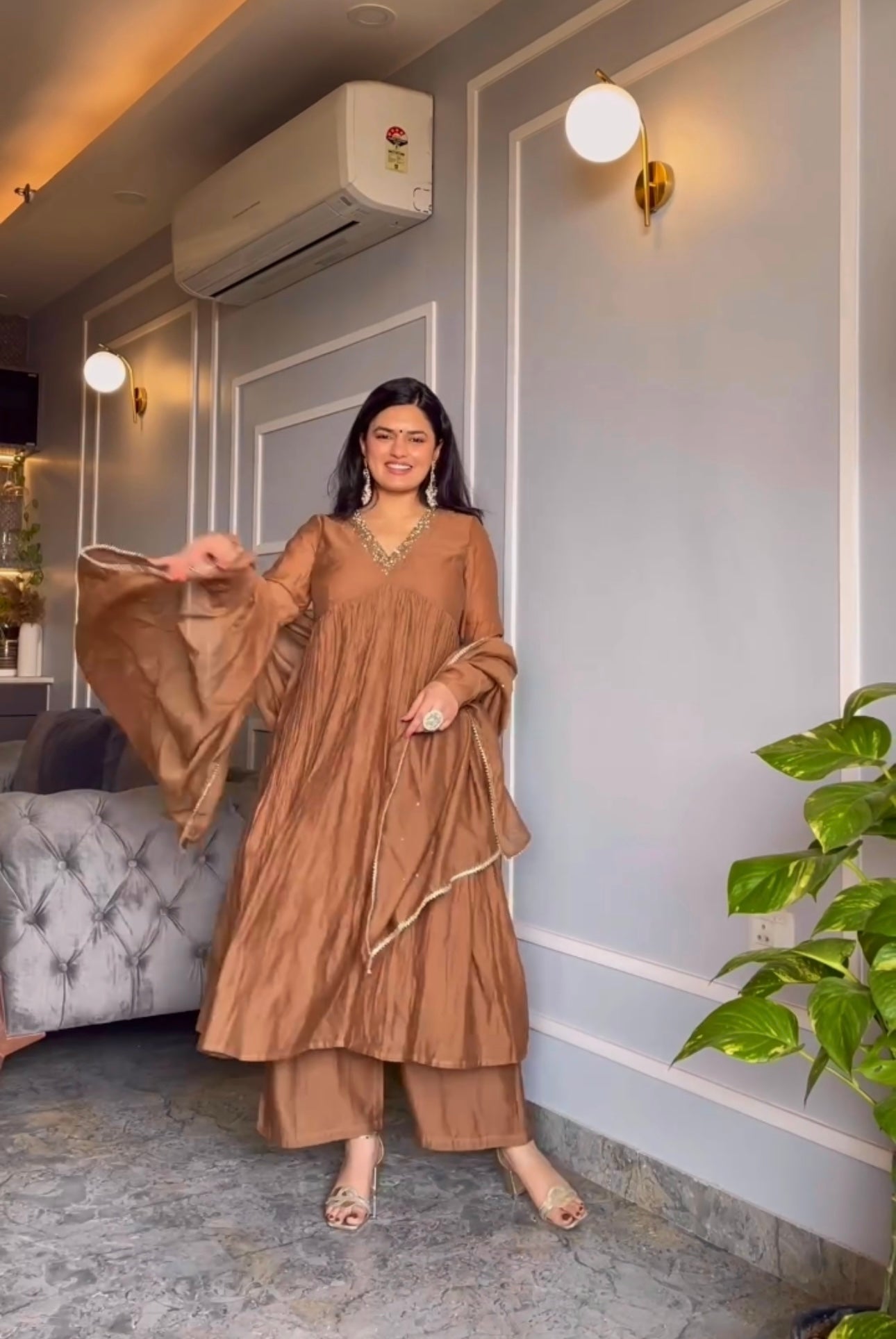 Bronze Alia Cut Anarkali Set
