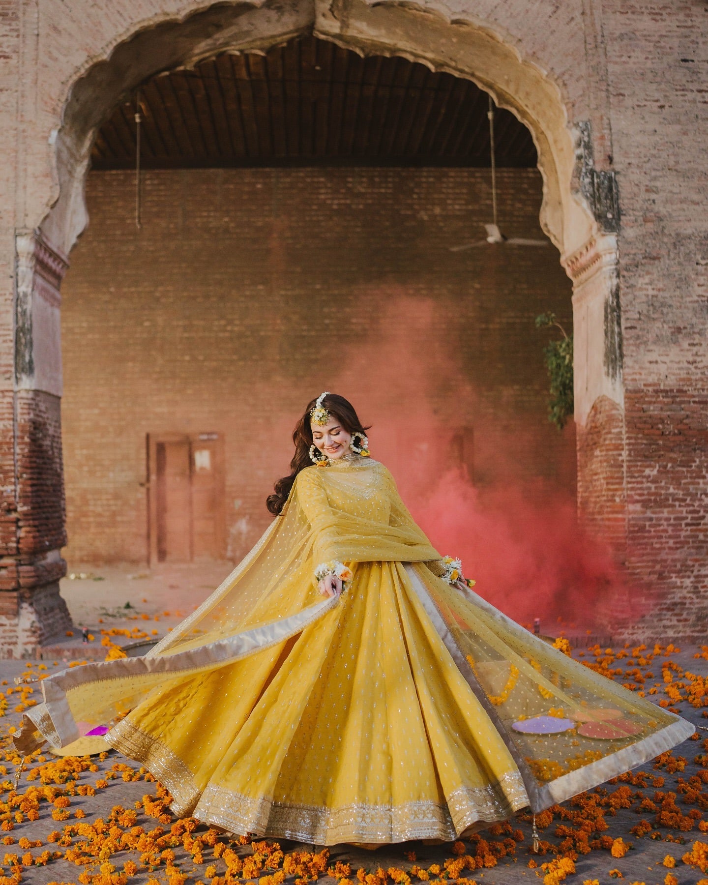 Golden Radiance Chinon Silk Gown Set