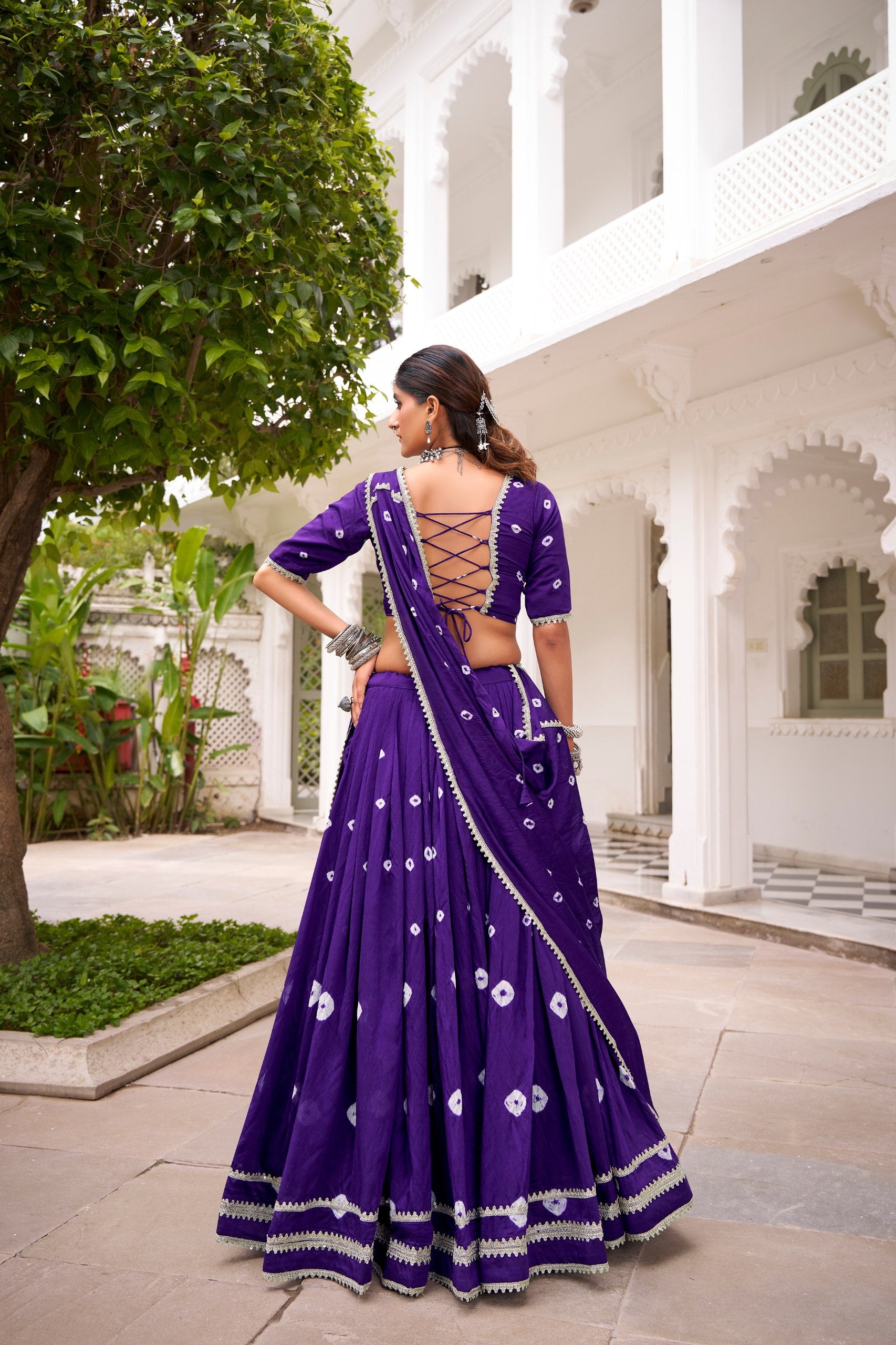 BANDHANI PRINT PURE CHANDERI FABRIC NAVRATRI LEHENGA