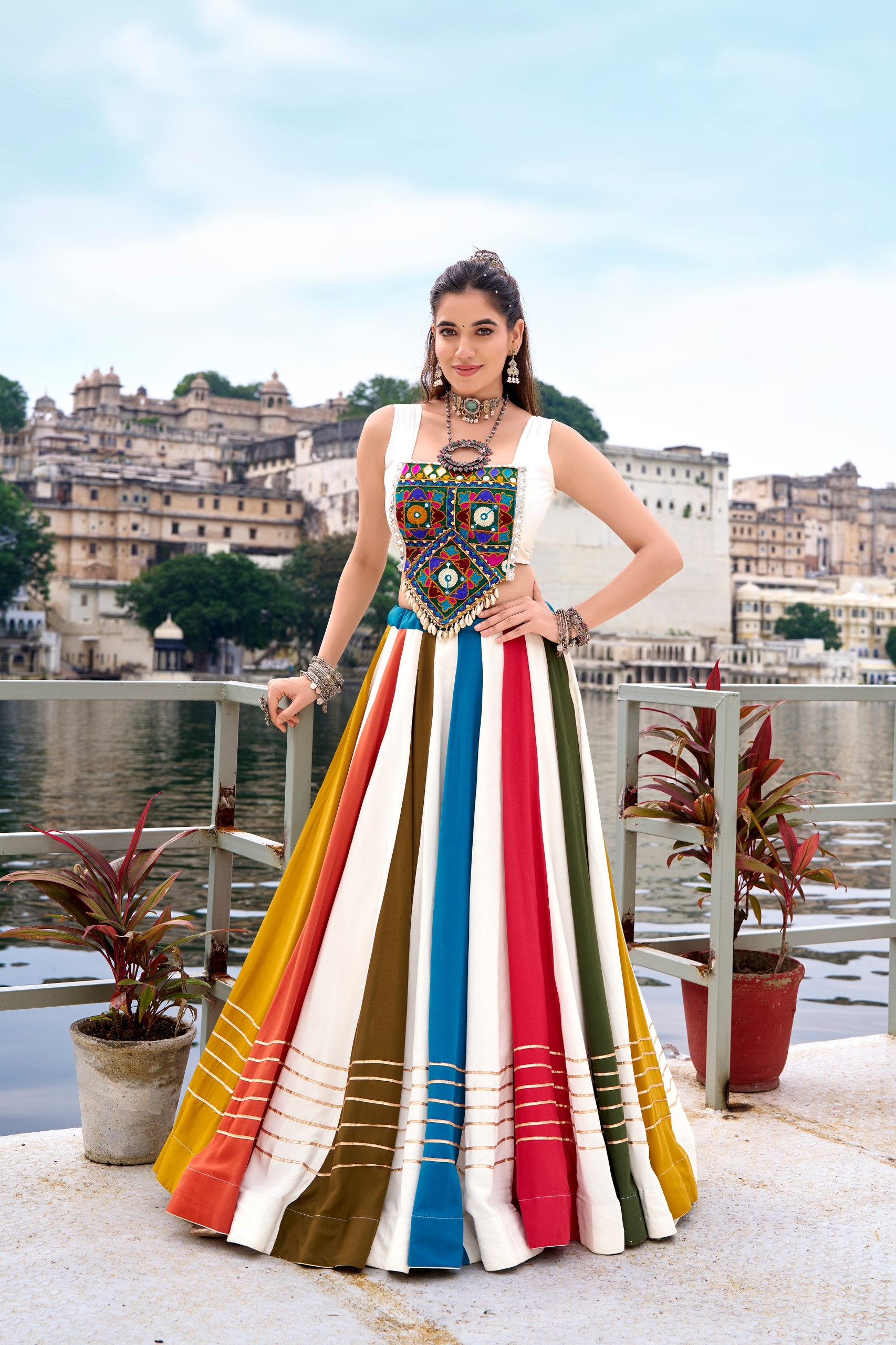 MULTI COLOUR LEHENGA WITH DESIGNER BLOUSE