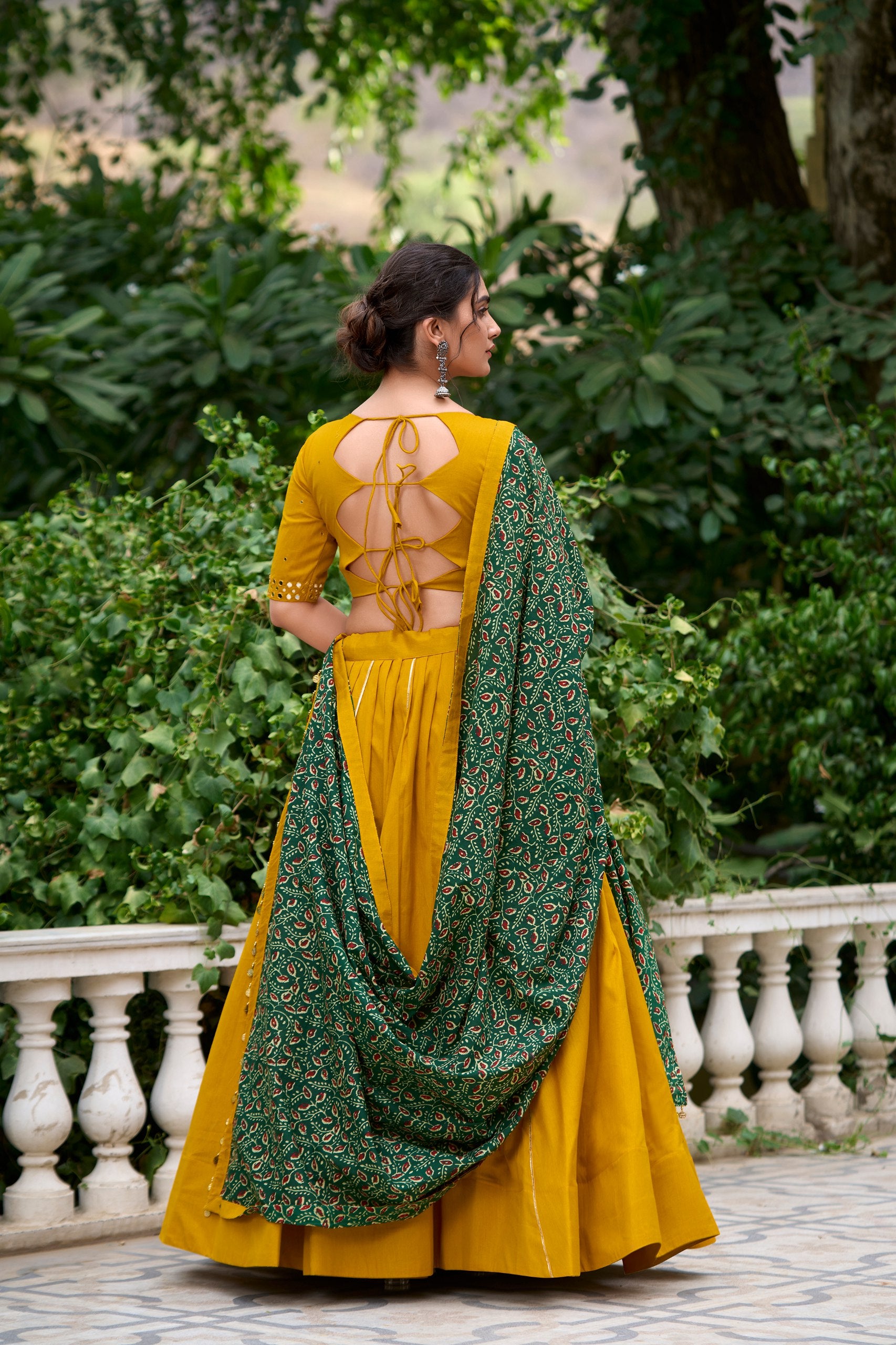 DEEP MUSTARD YELLOW NAVRATRI LEHENGA
