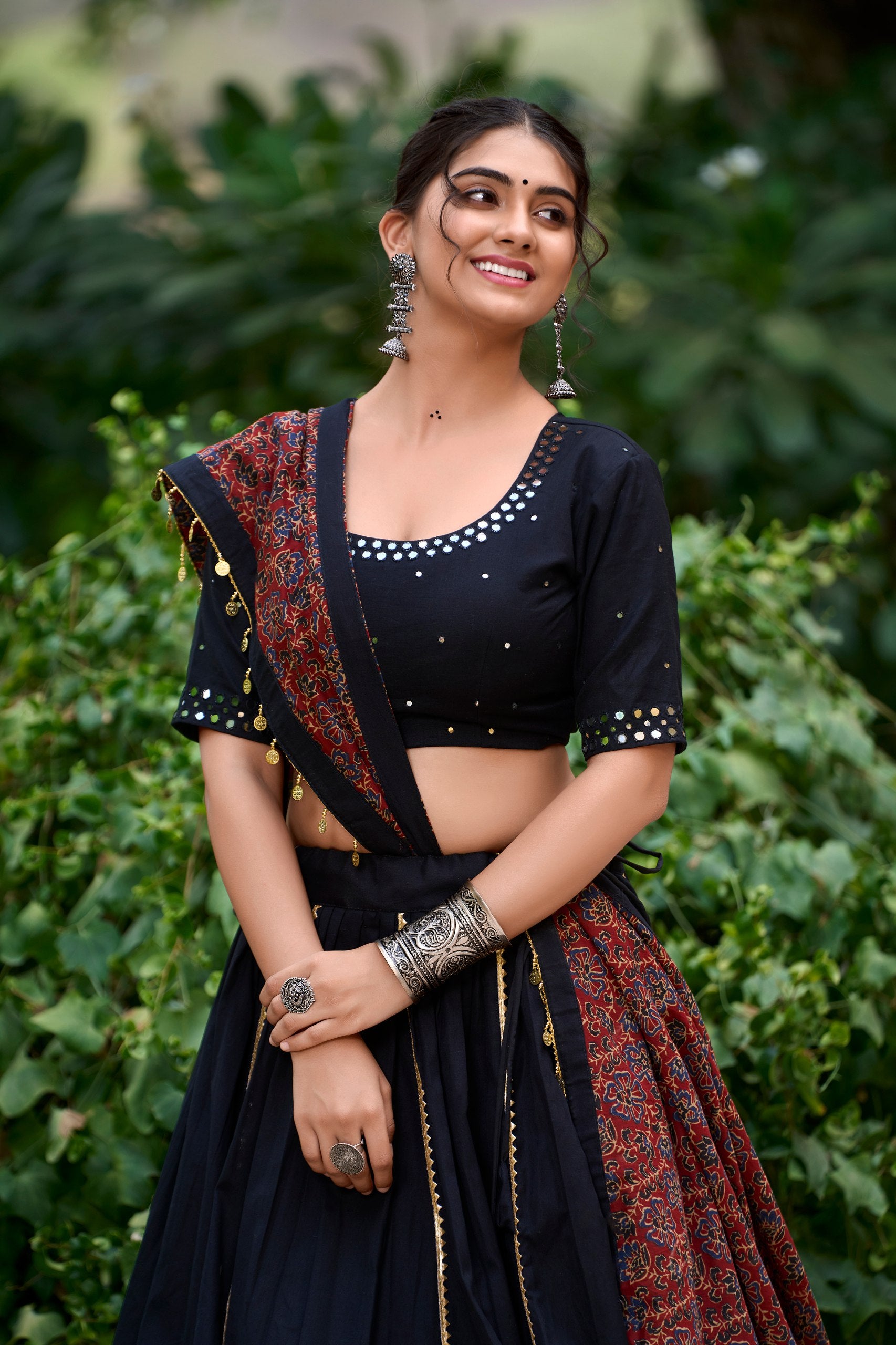 BLACK AND MAROON NAVRATRI LEHENGA