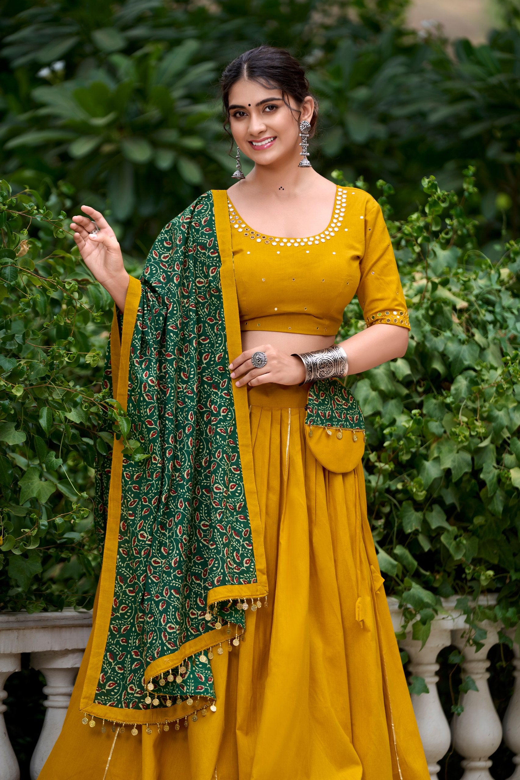 DEEP MUSTARD YELLOW NAVRATRI LEHENGA