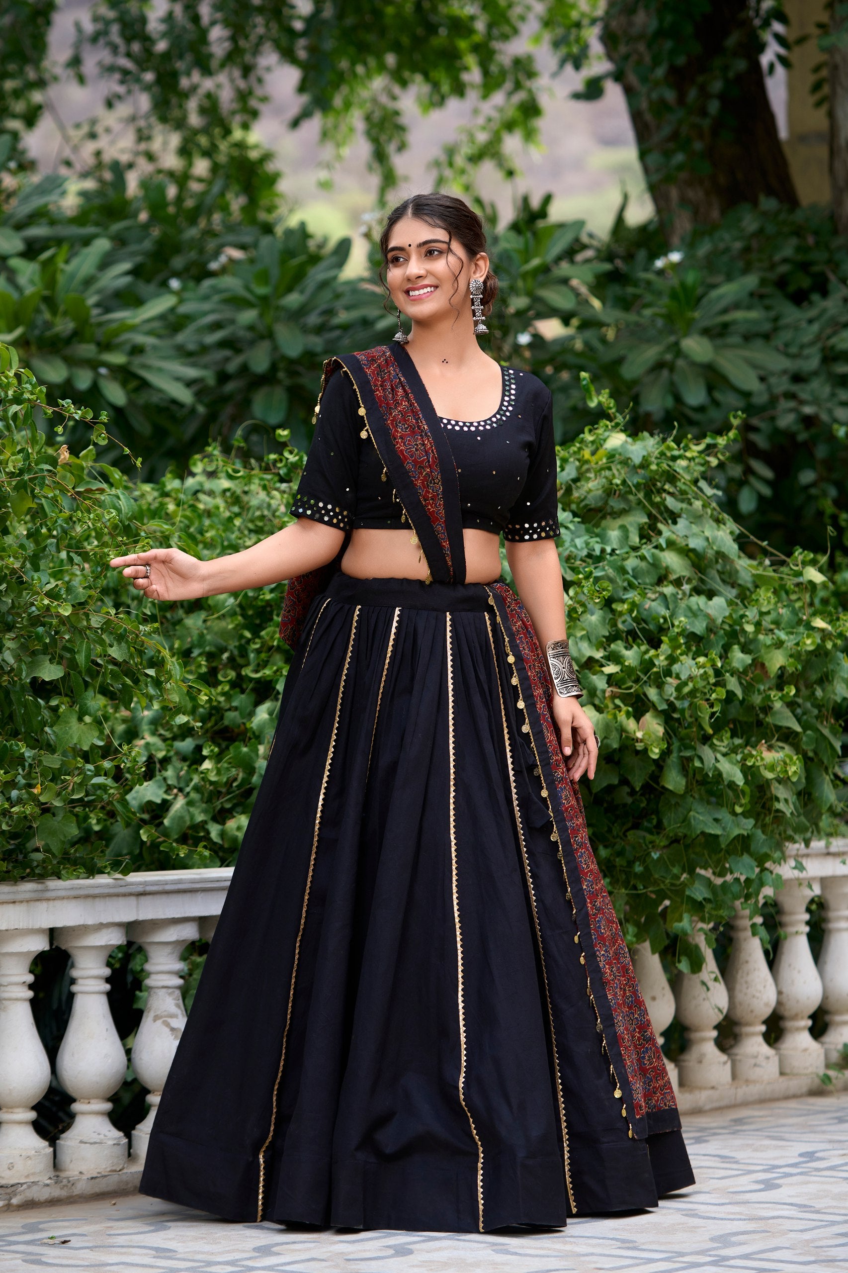 BLACK AND MAROON NAVRATRI LEHENGA