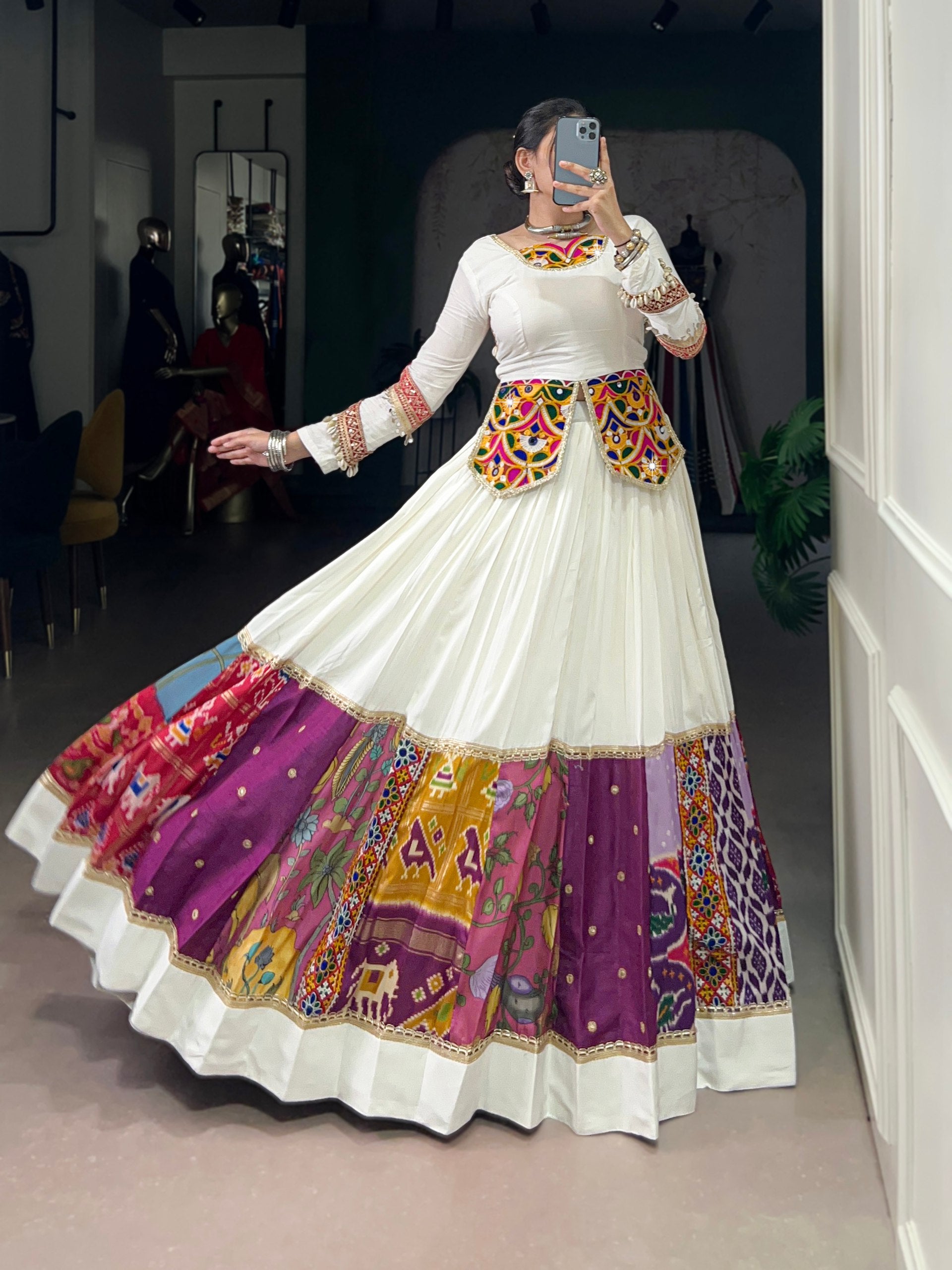 MULTI COLOUR LEHENGA WITH GAMTHI WORK