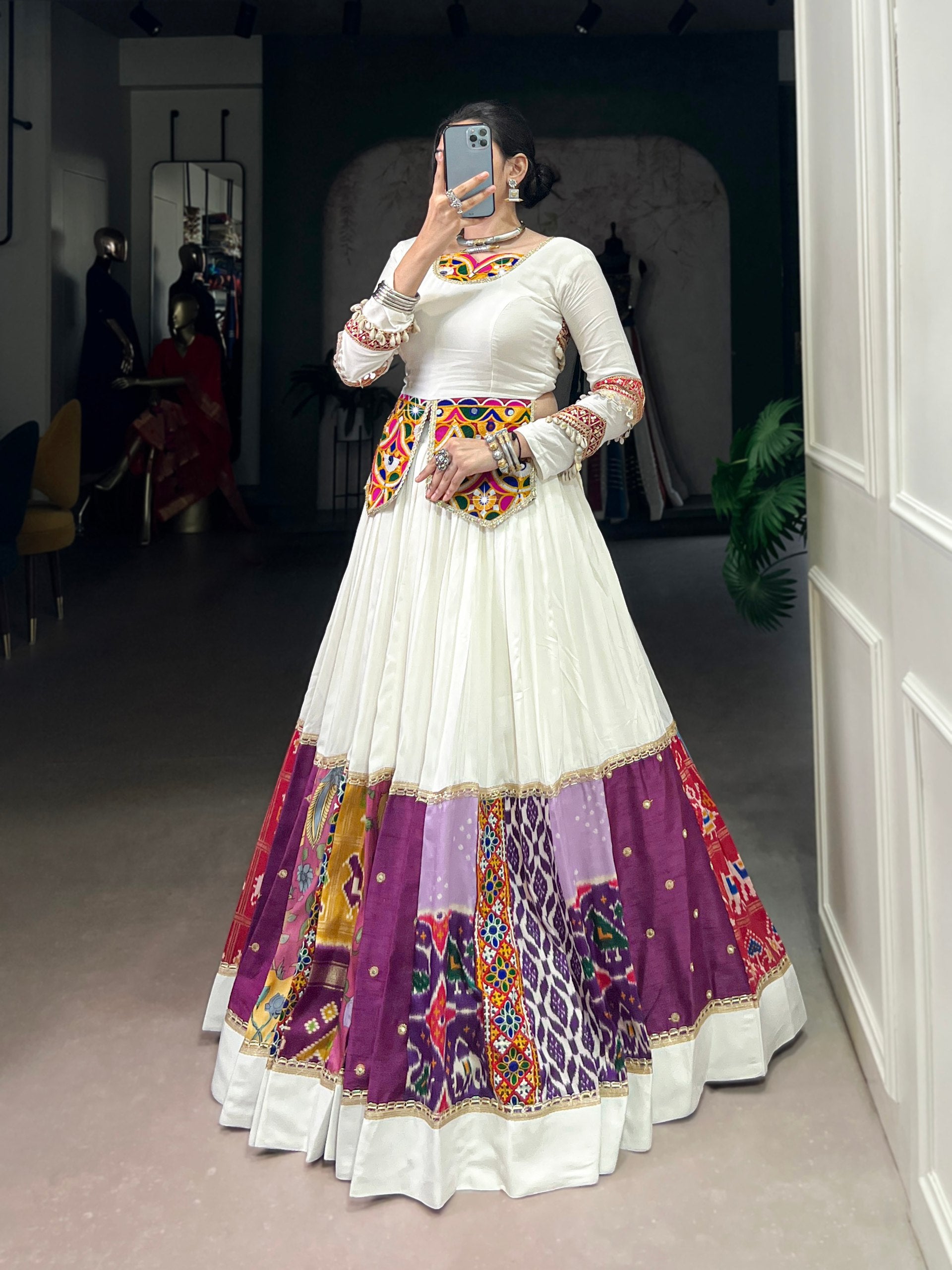 MULTI COLOUR LEHENGA WITH GAMTHI WORK