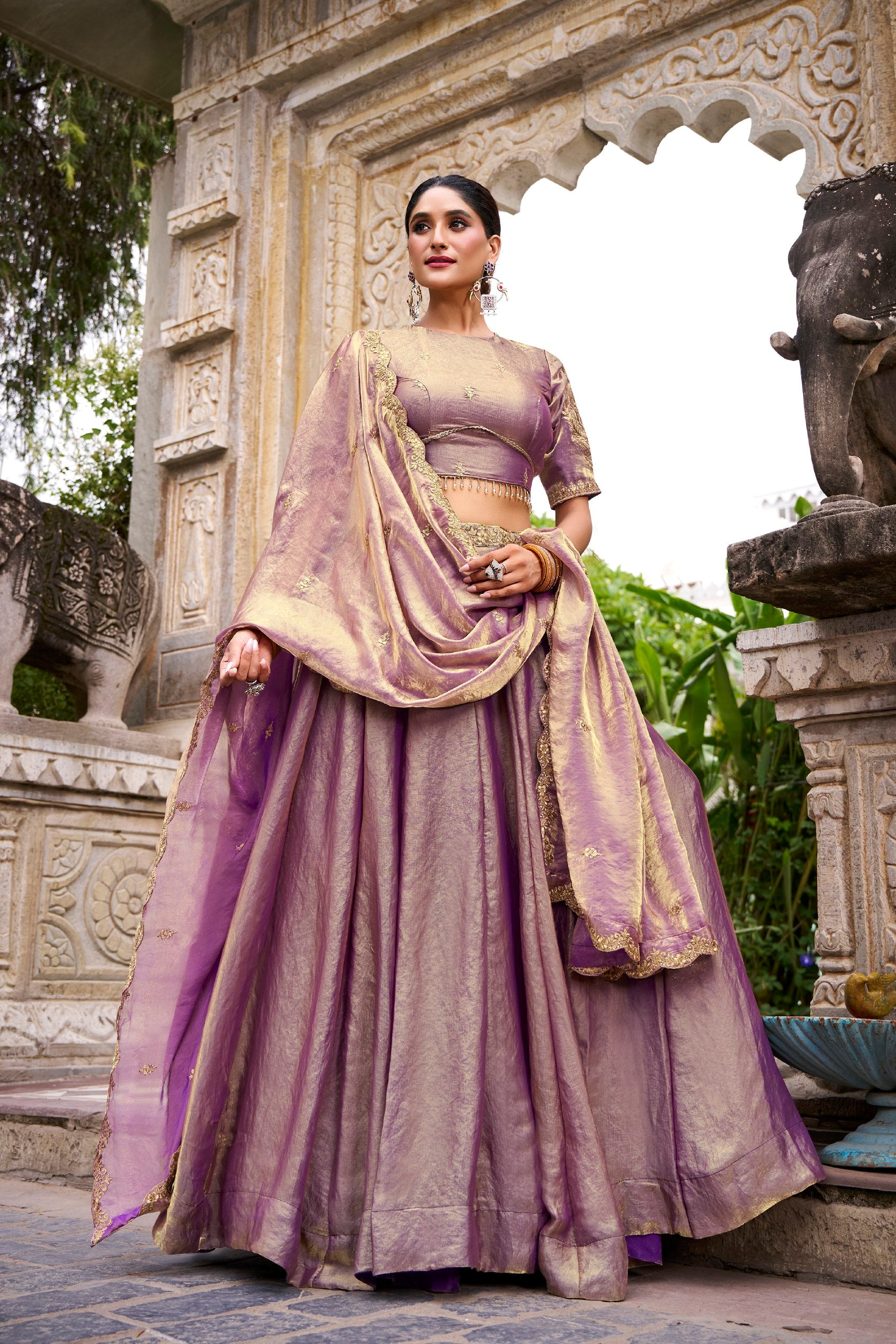 PASTEL PURPLE LEHENGA CHOLI WITH GOLD LACE