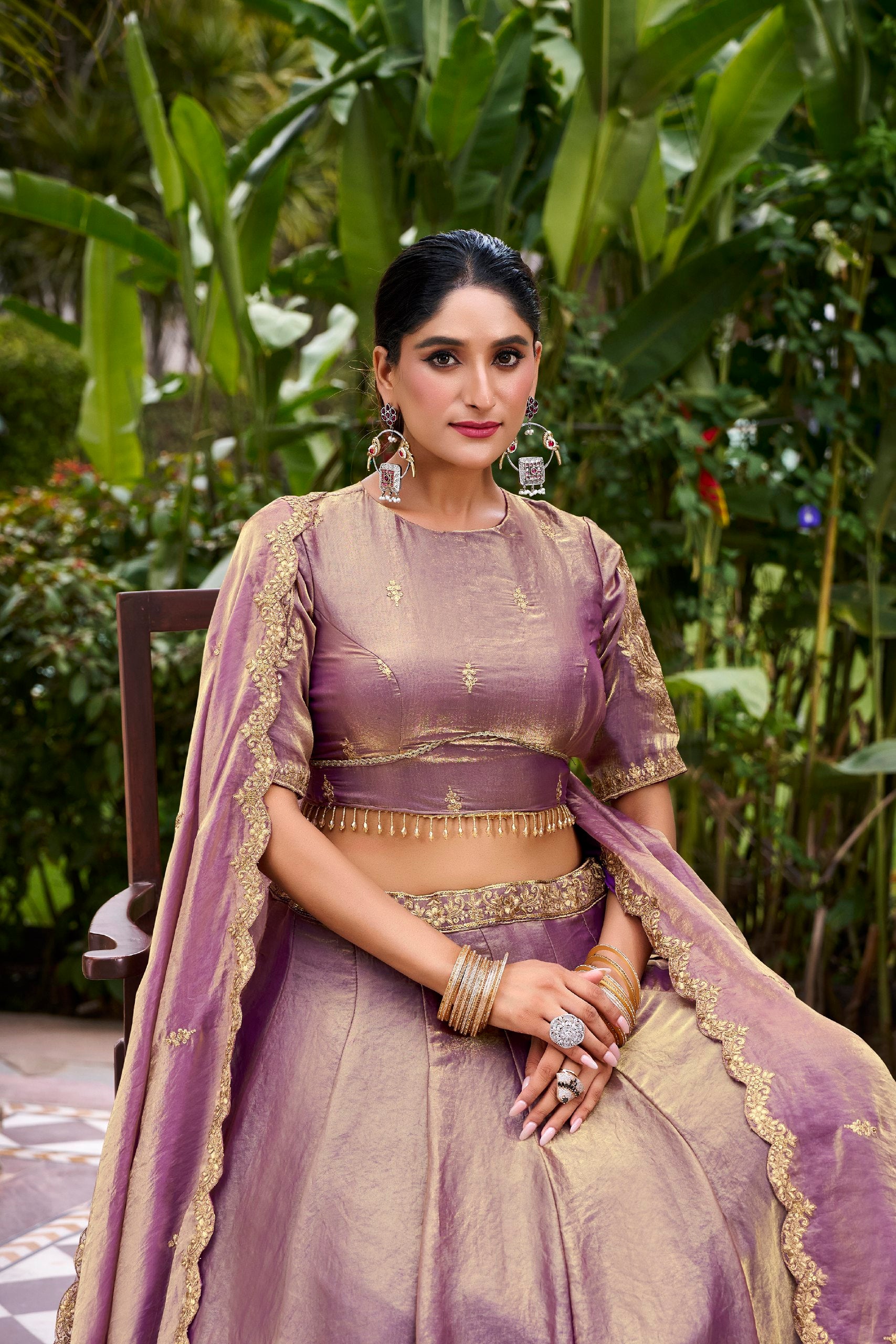 PASTEL PURPLE LEHENGA CHOLI WITH GOLD LACE