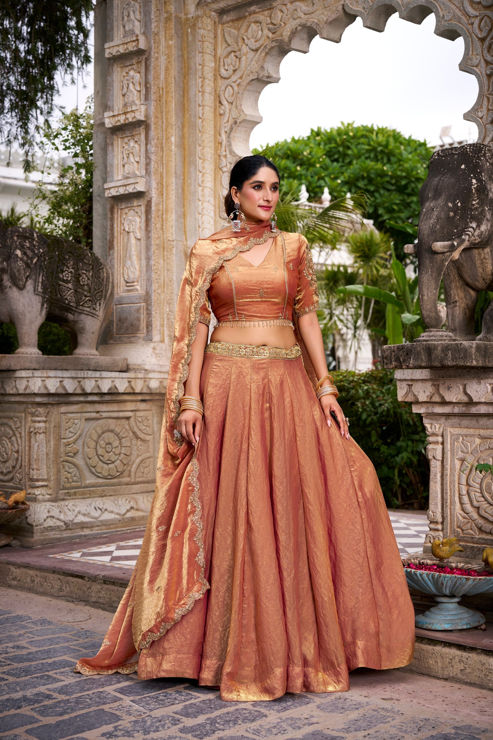 PASTEL LEHENGA CHOLI WITH GOLD LACE