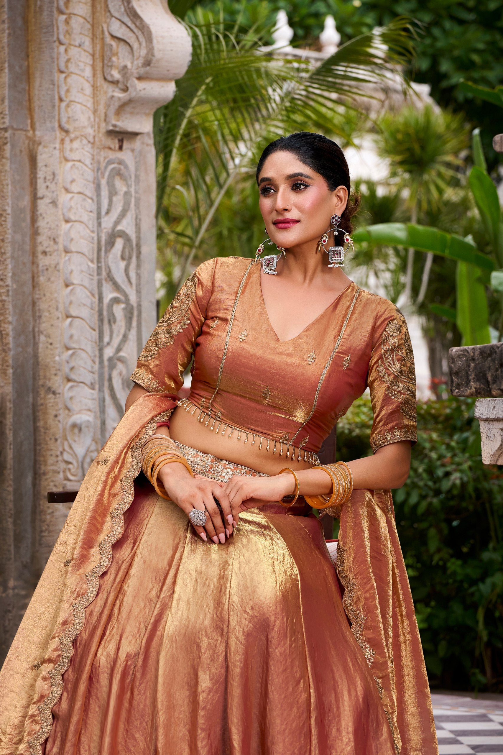 PASTEL LEHENGA CHOLI WITH GOLD LACE