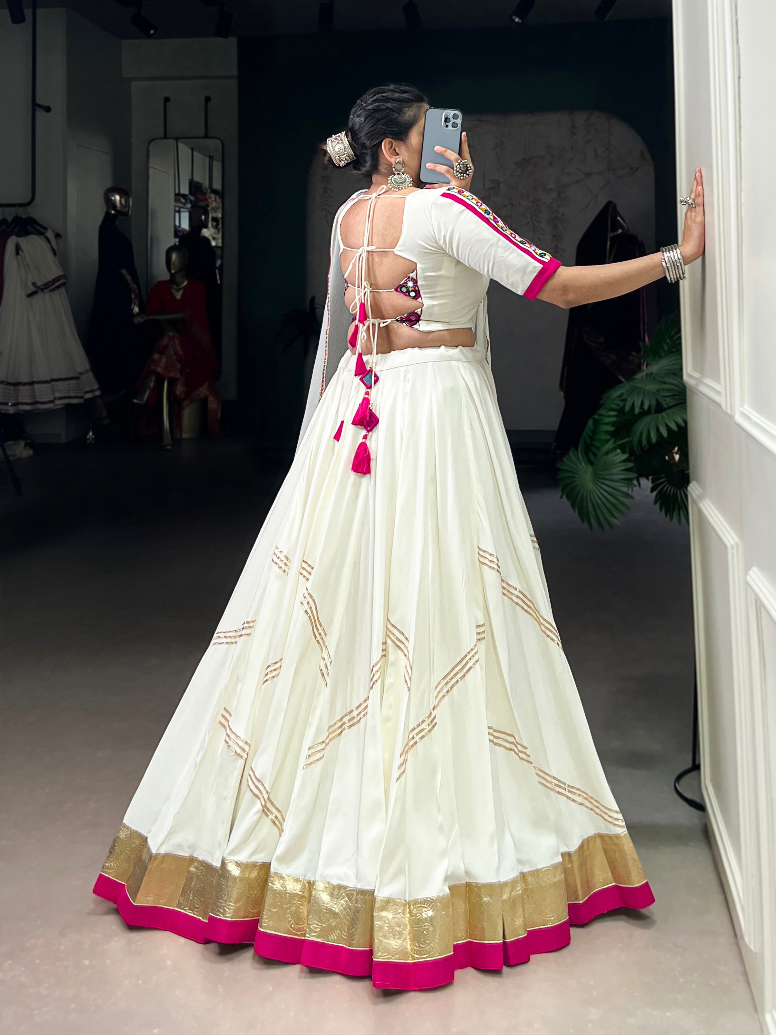 WHITE DESIGNER NAVRATRI LEHENGA