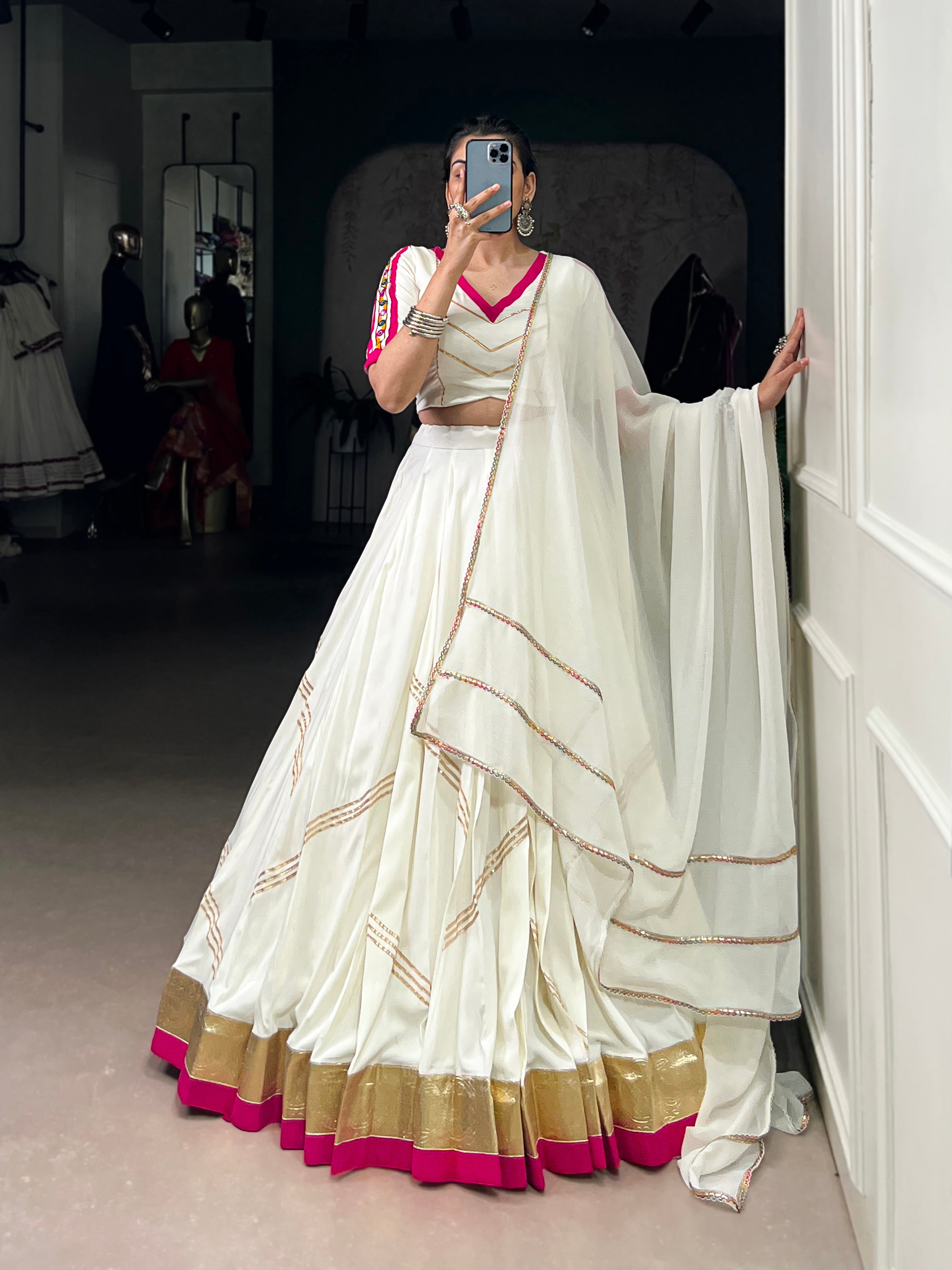 WHITE DESIGNER NAVRATRI LEHENGA