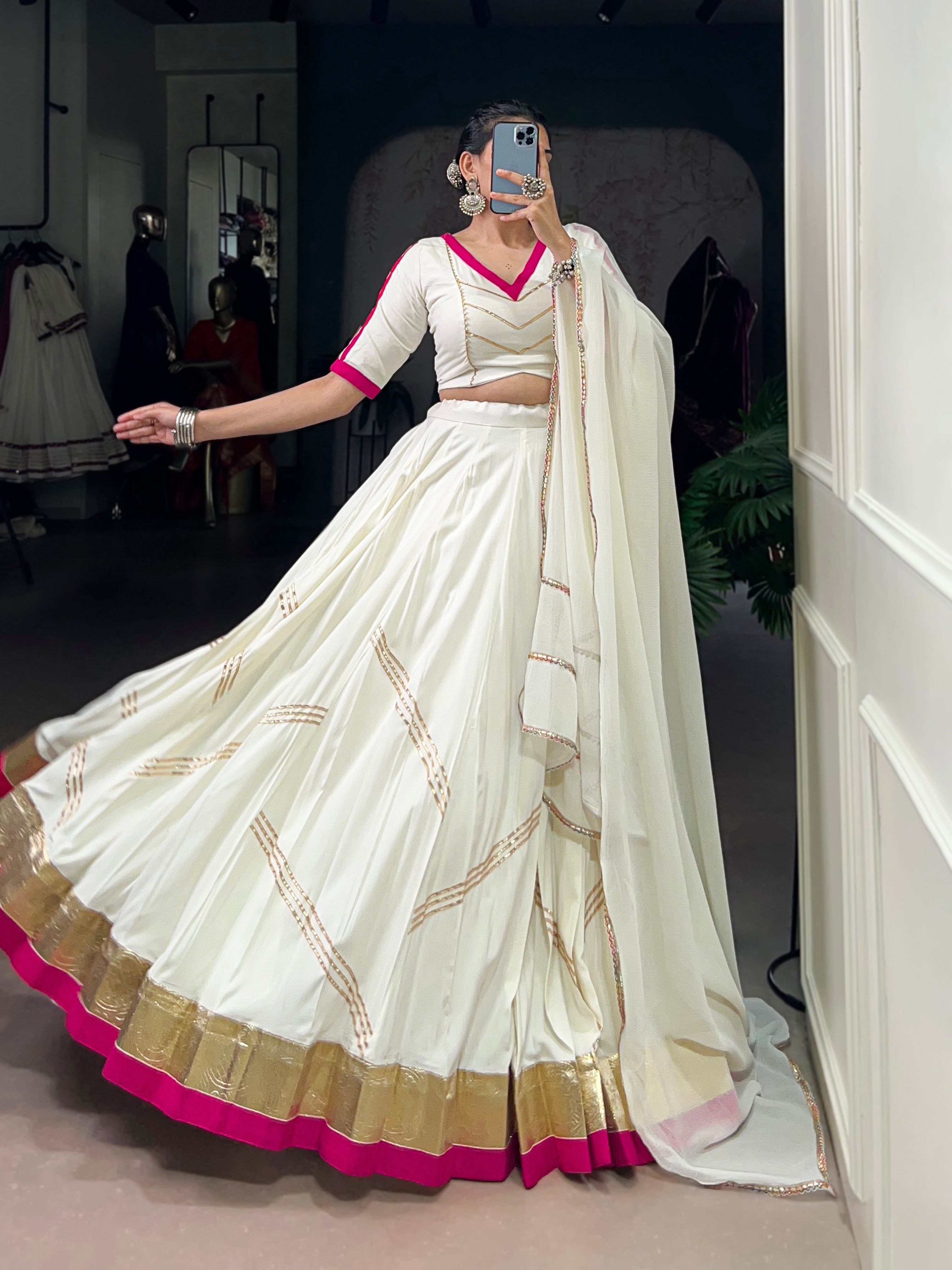 WHITE DESIGNER NAVRATRI LEHENGA