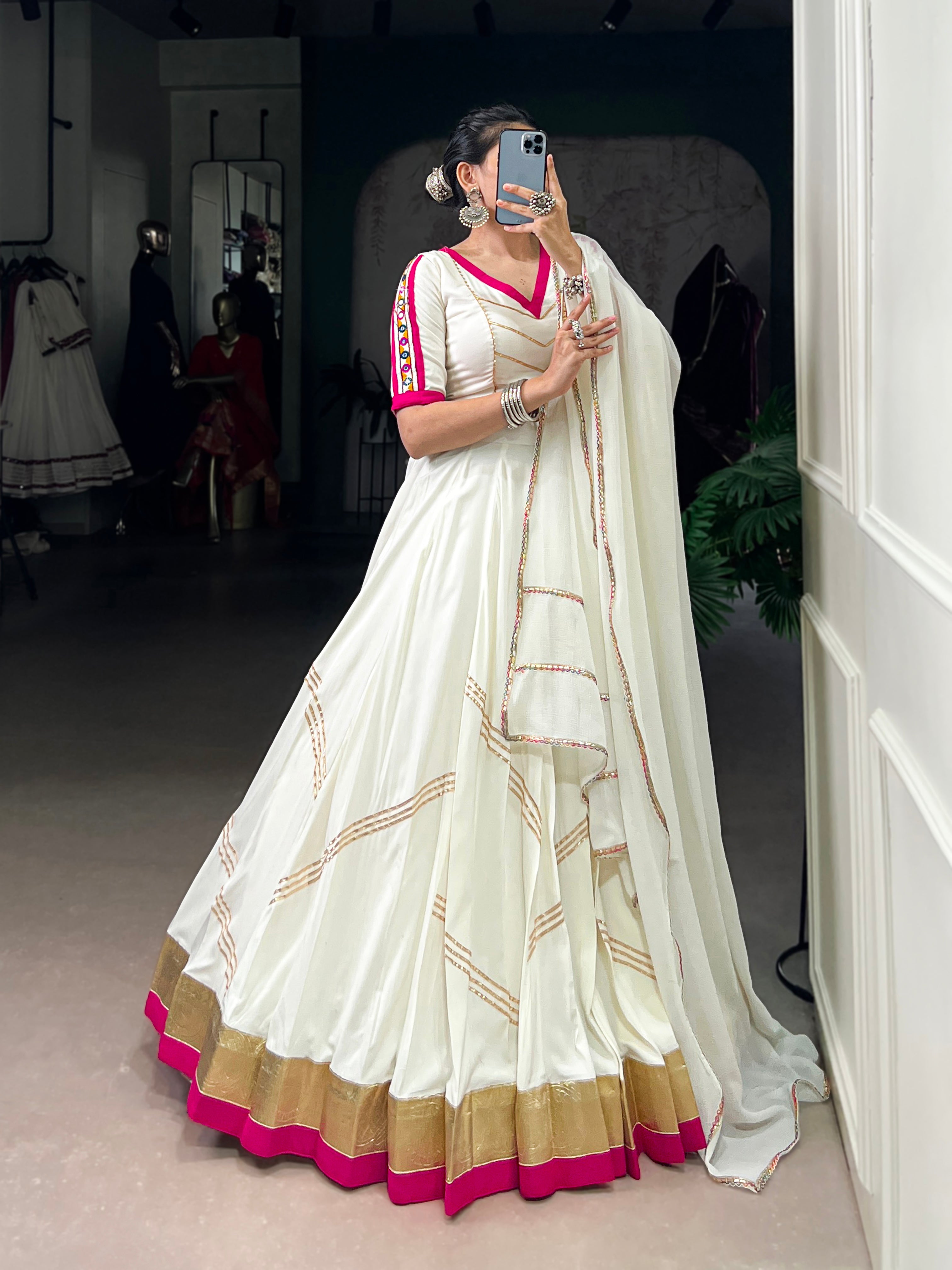 WHITE DESIGNER NAVRATRI LEHENGA