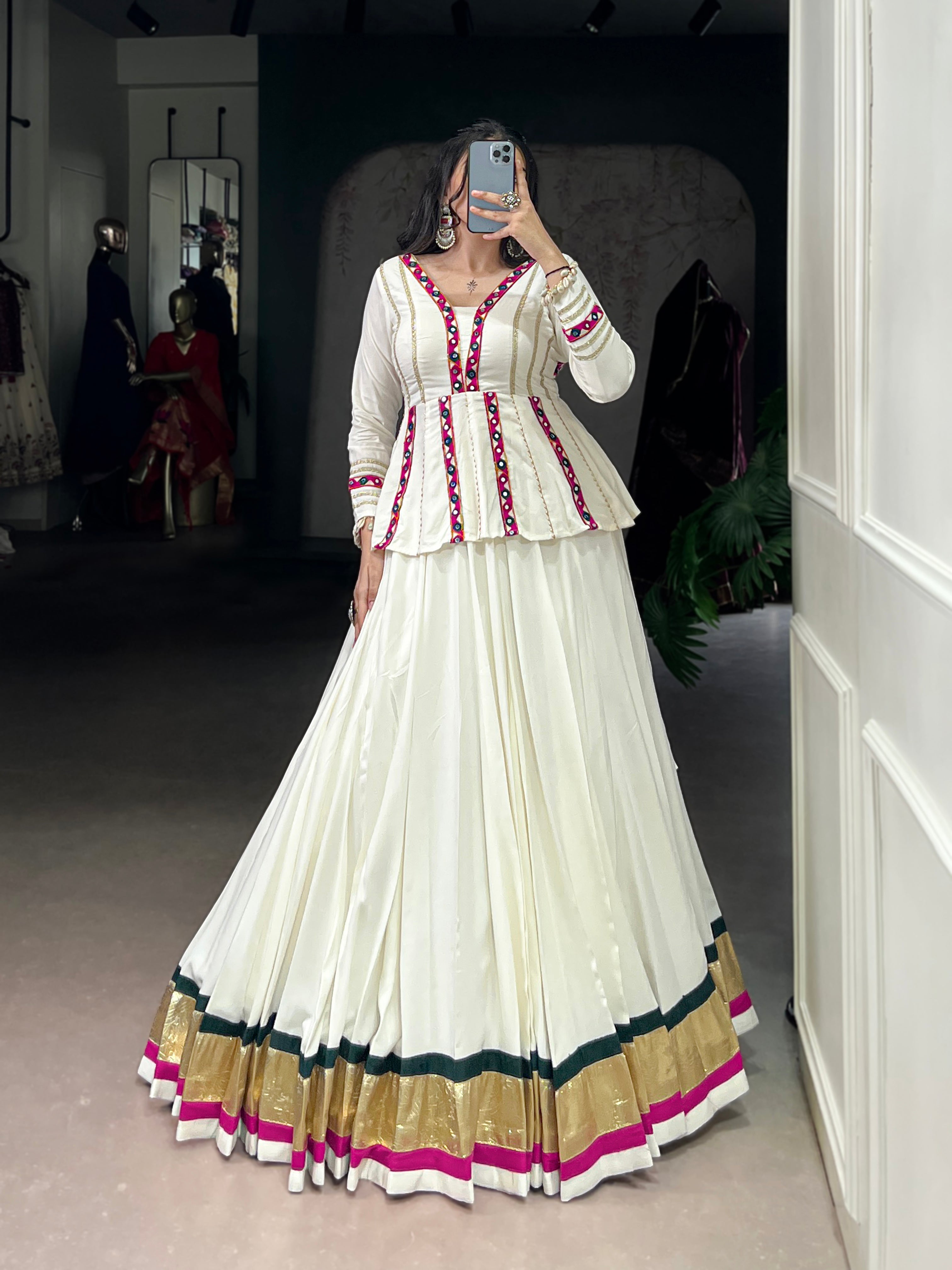 PURE RAYON MIRROR LEHENGA CHOLI