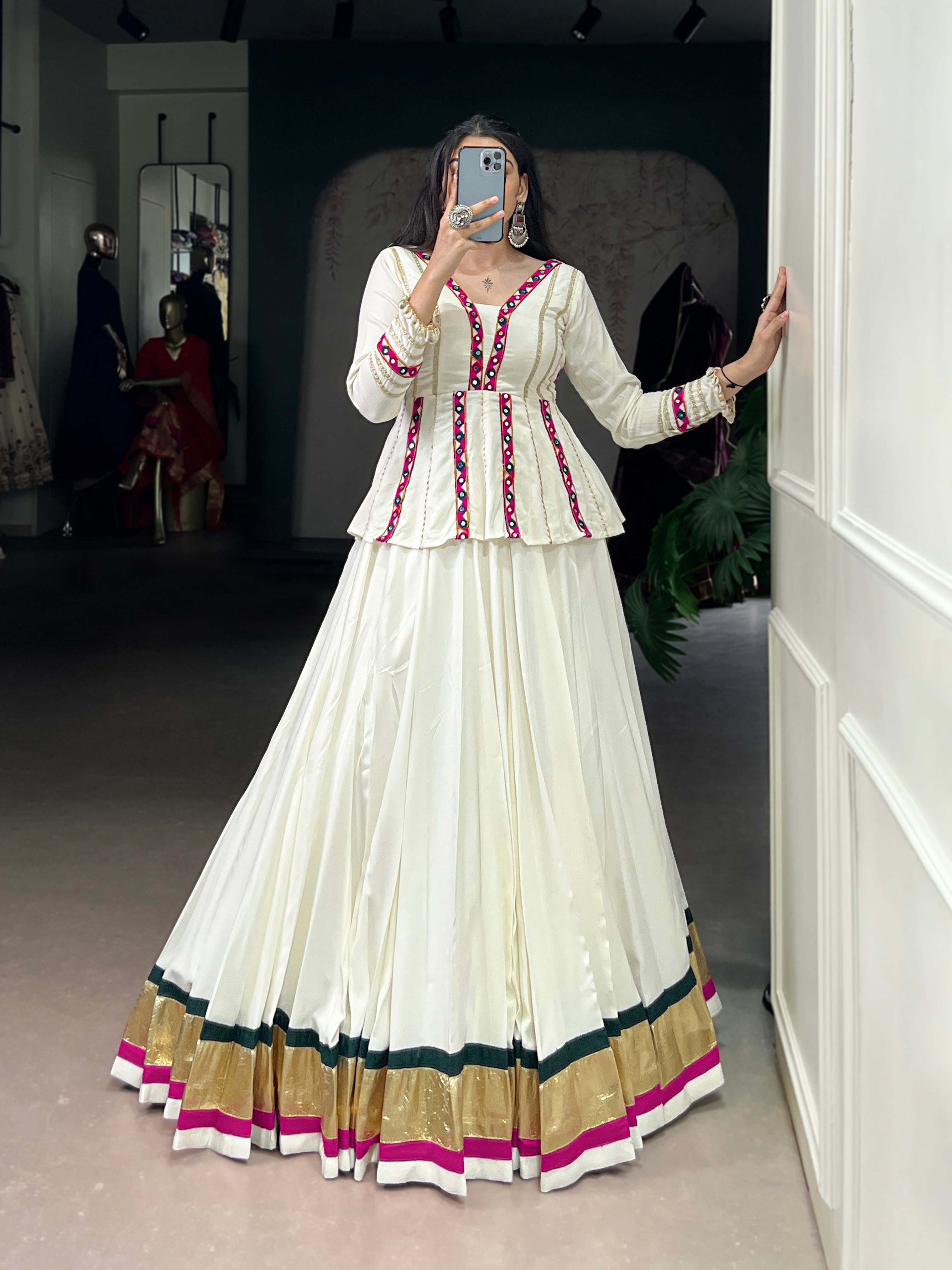 PURE RAYON MIRROR LEHENGA CHOLI
