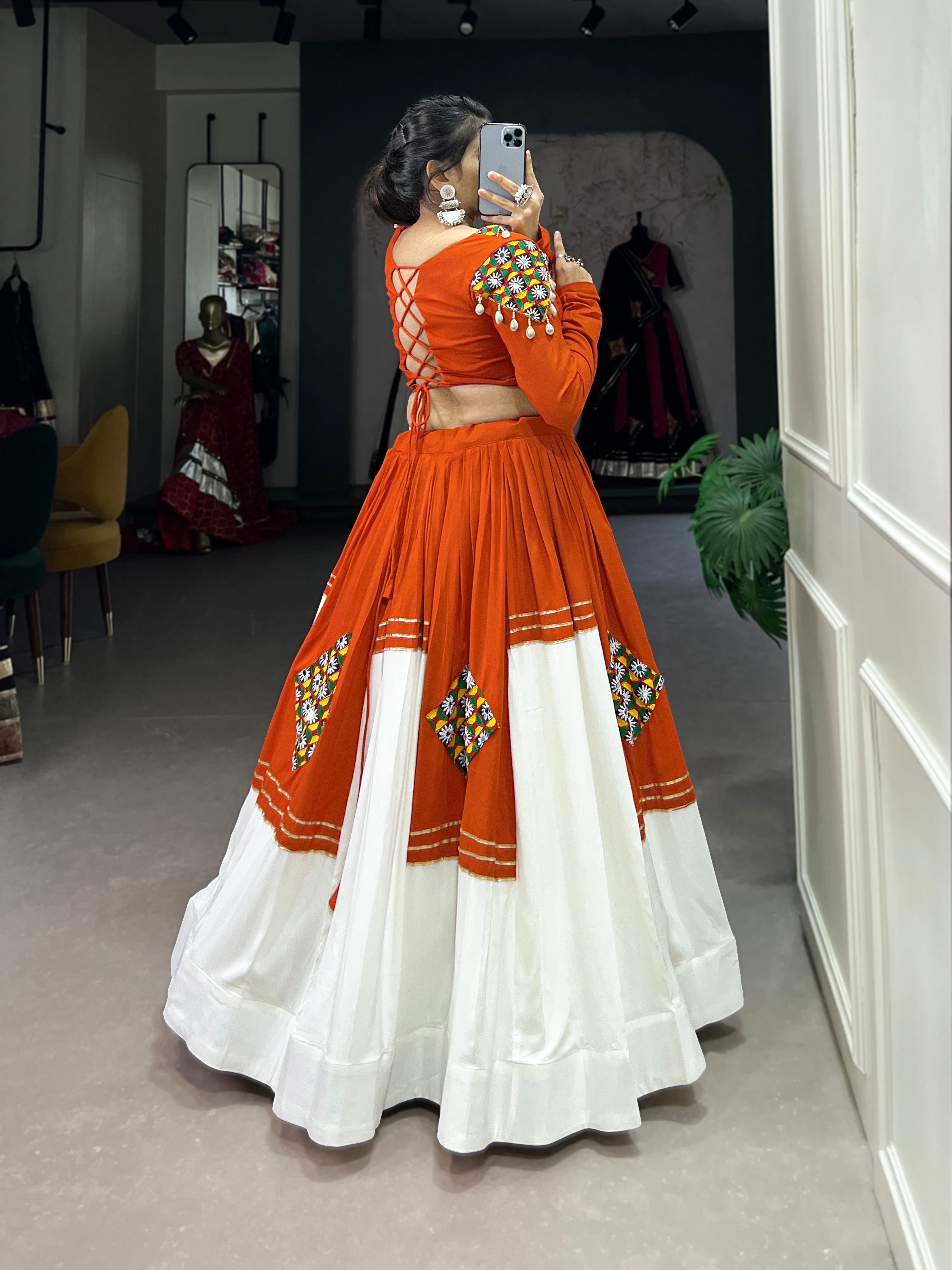ORANGE & WHITE DESIGNER NAVRATRI LEHENGA