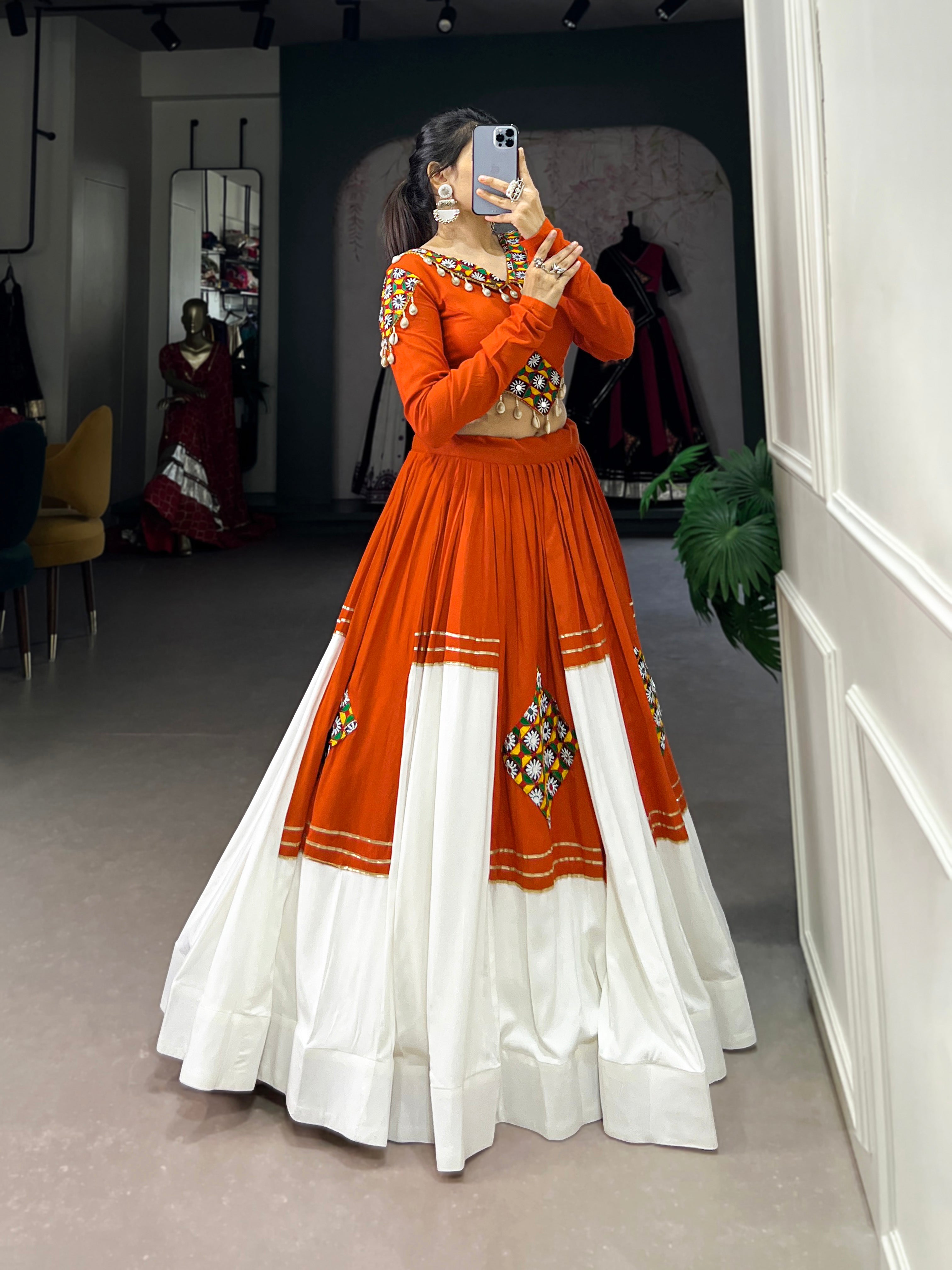 ORANGE & WHITE DESIGNER NAVRATRI LEHENGA