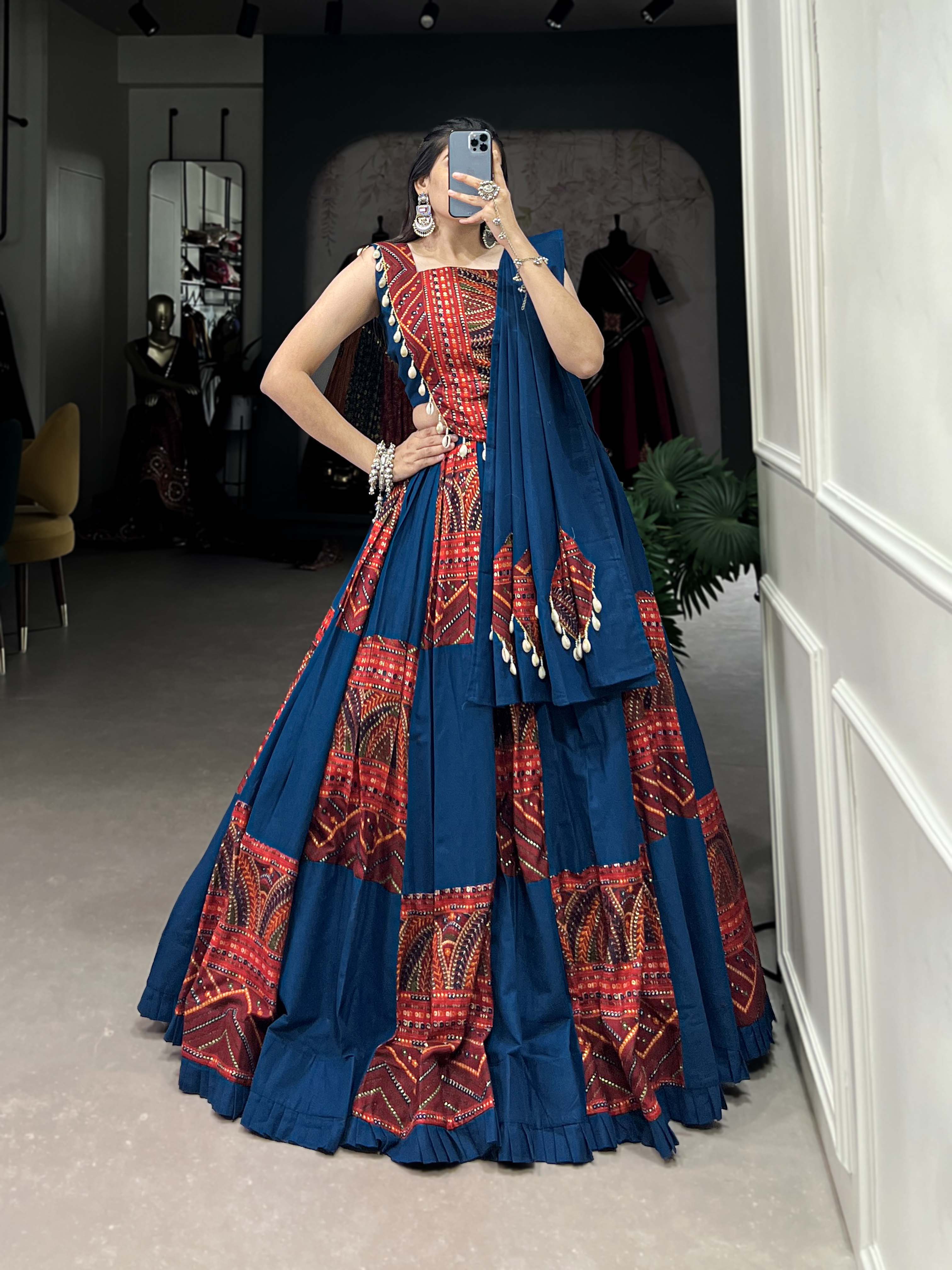 COWRIE LACE COTTON LEHENGA CHOLI WITH DUPATTA