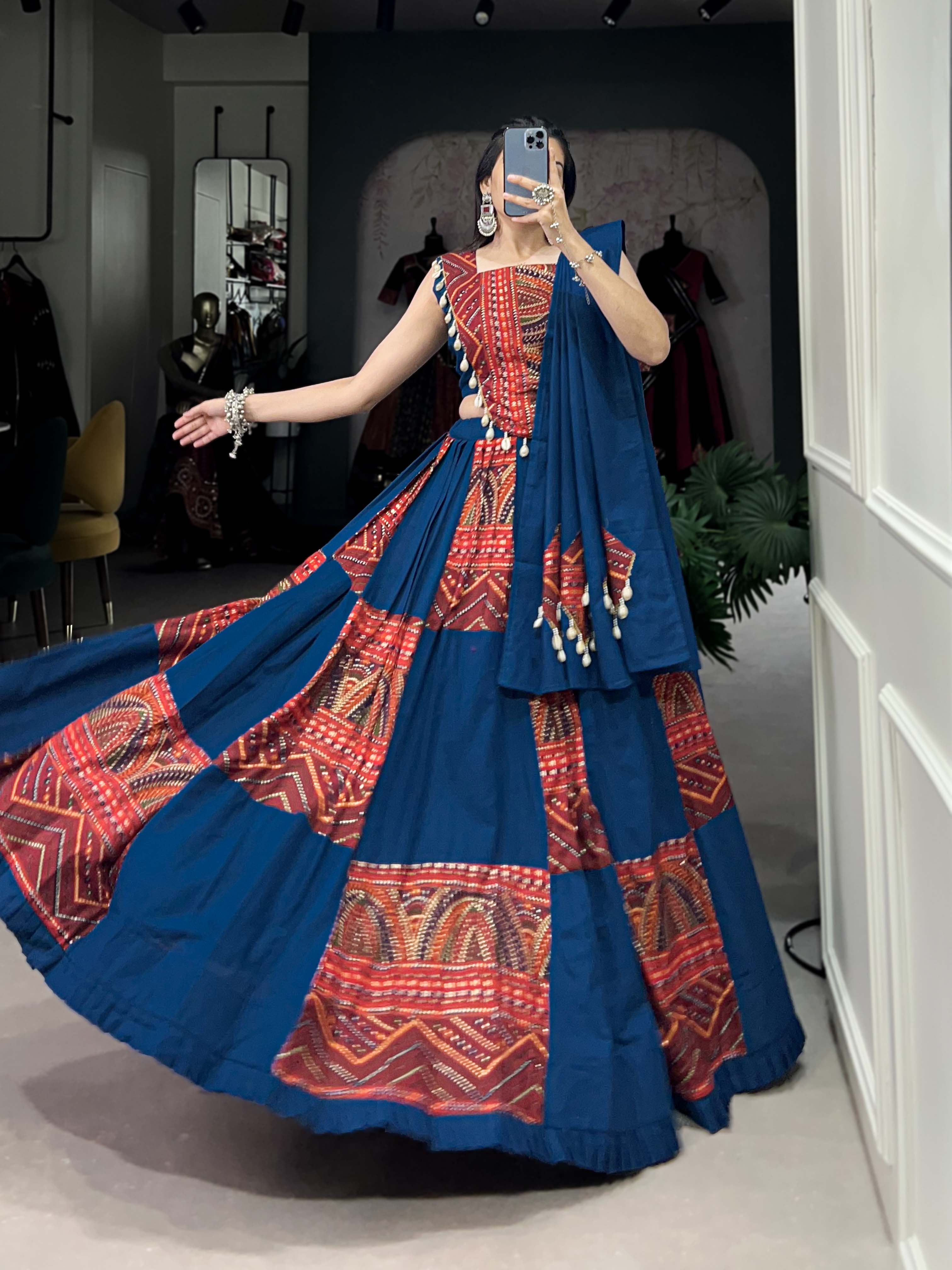 COWRIE LACE COTTON LEHENGA CHOLI WITH DUPATTA