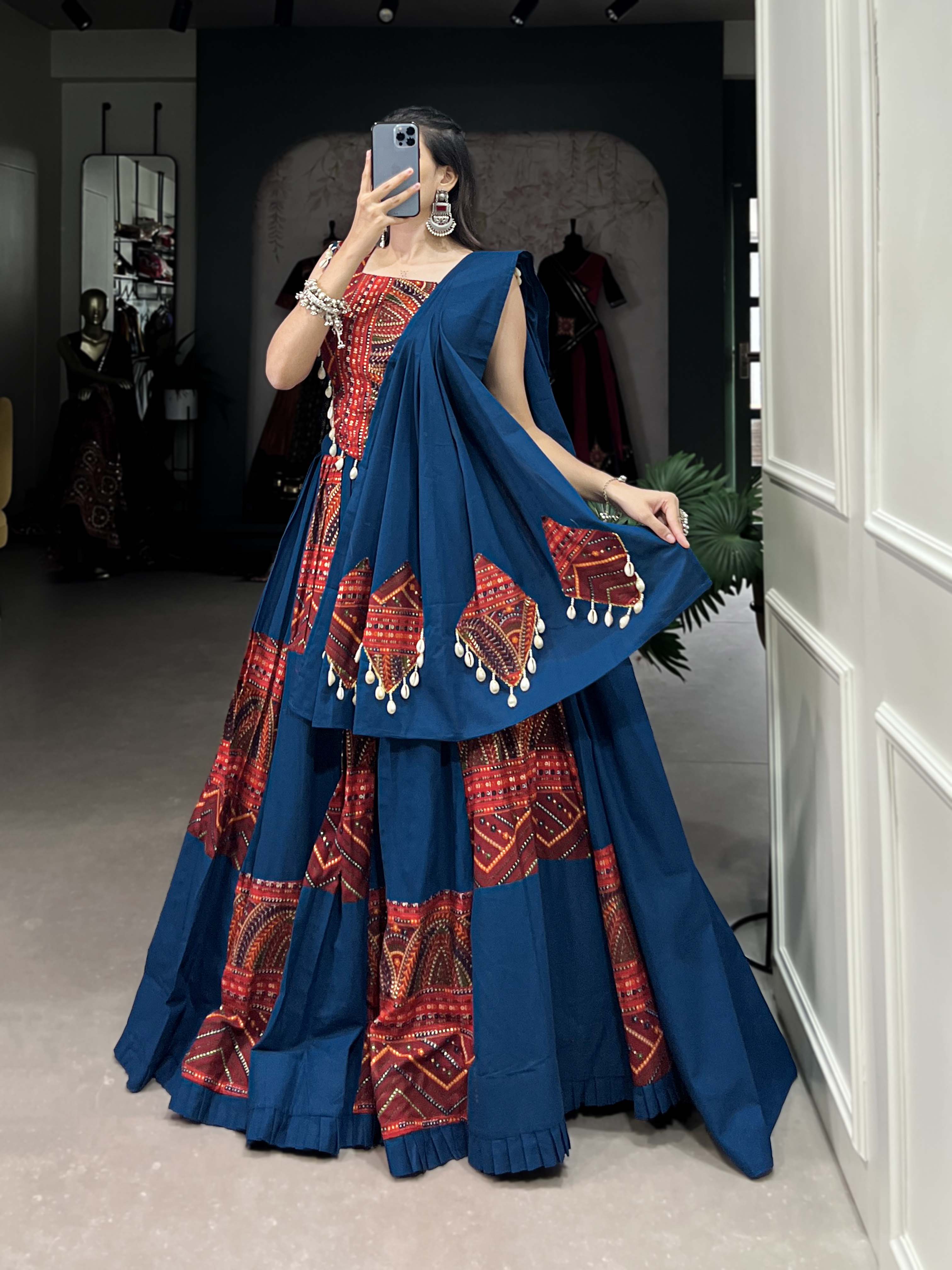 COWRIE LACE COTTON LEHENGA CHOLI WITH DUPATTA