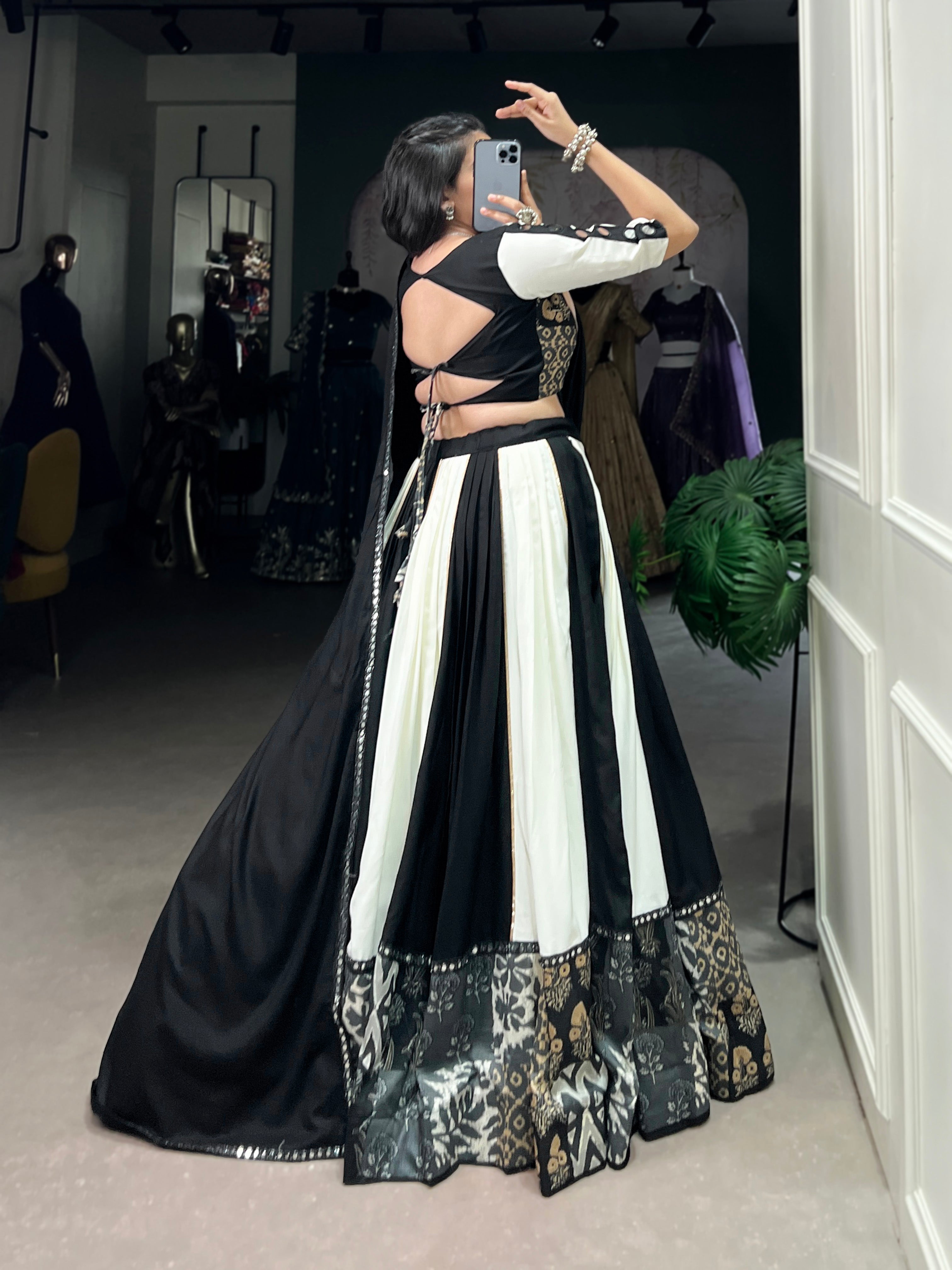 BLACK & WHITE DESIGNER NAVRATRI LEHENGA