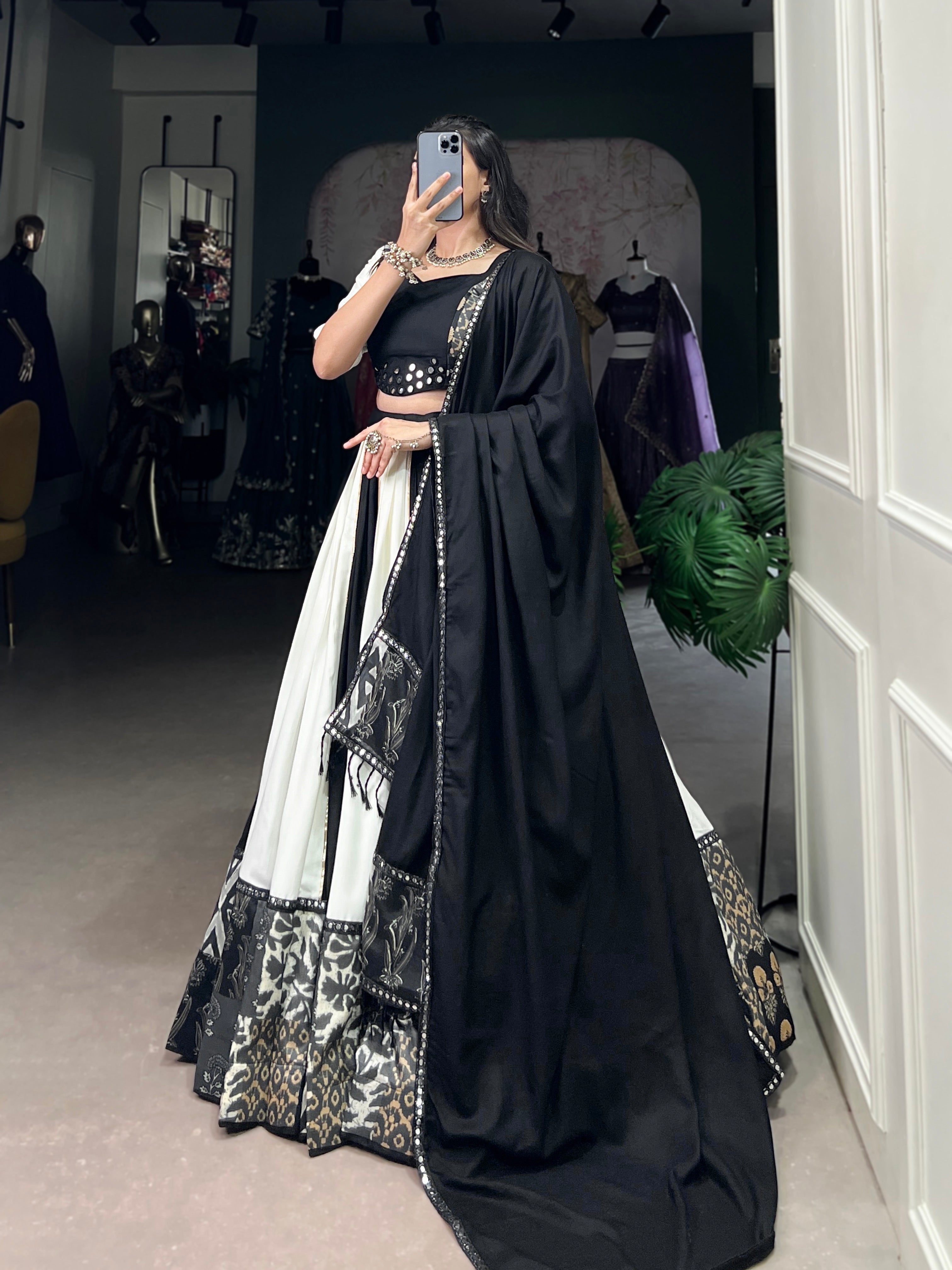 BLACK & WHITE DESIGNER NAVRATRI LEHENGA