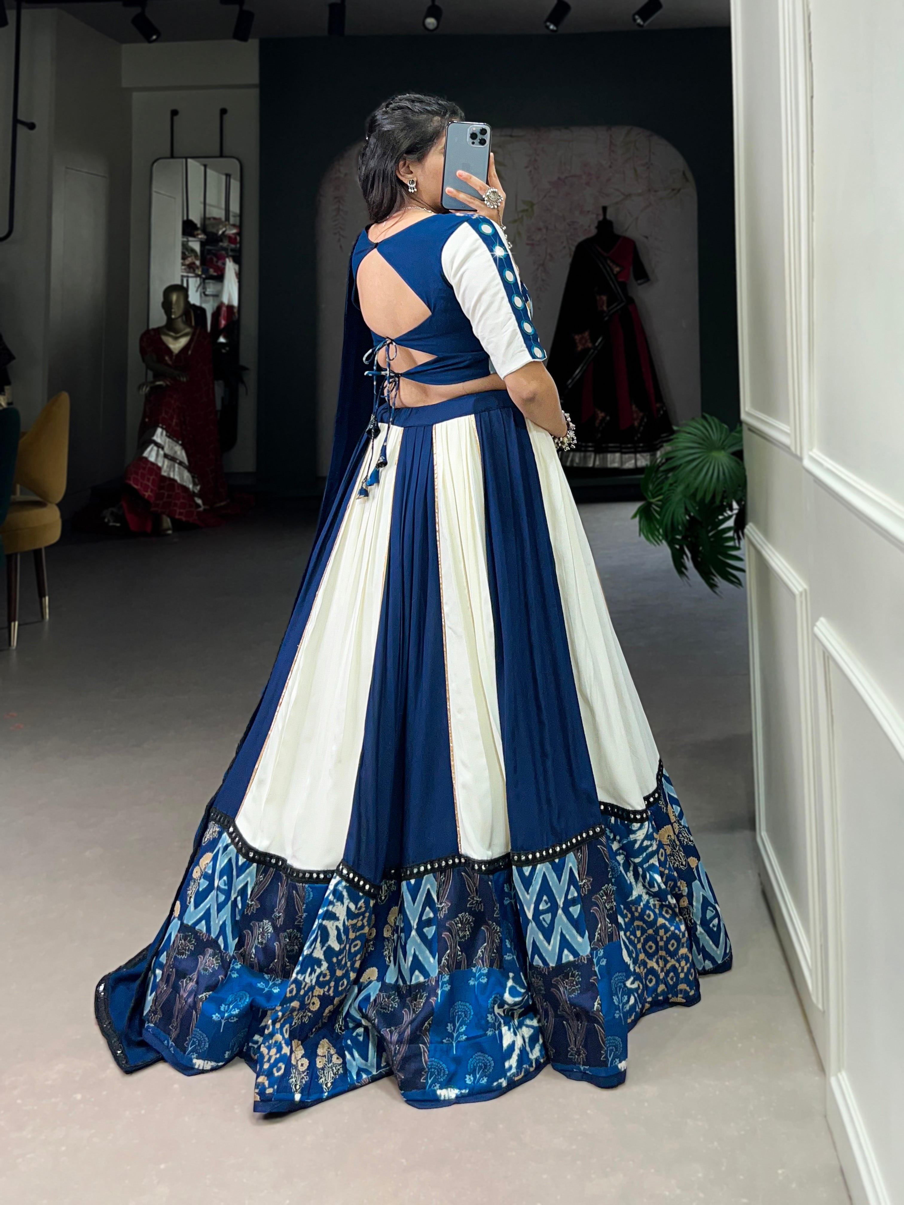 BLUE & WHITE DESIGNER NAVRATRI LEHENGA