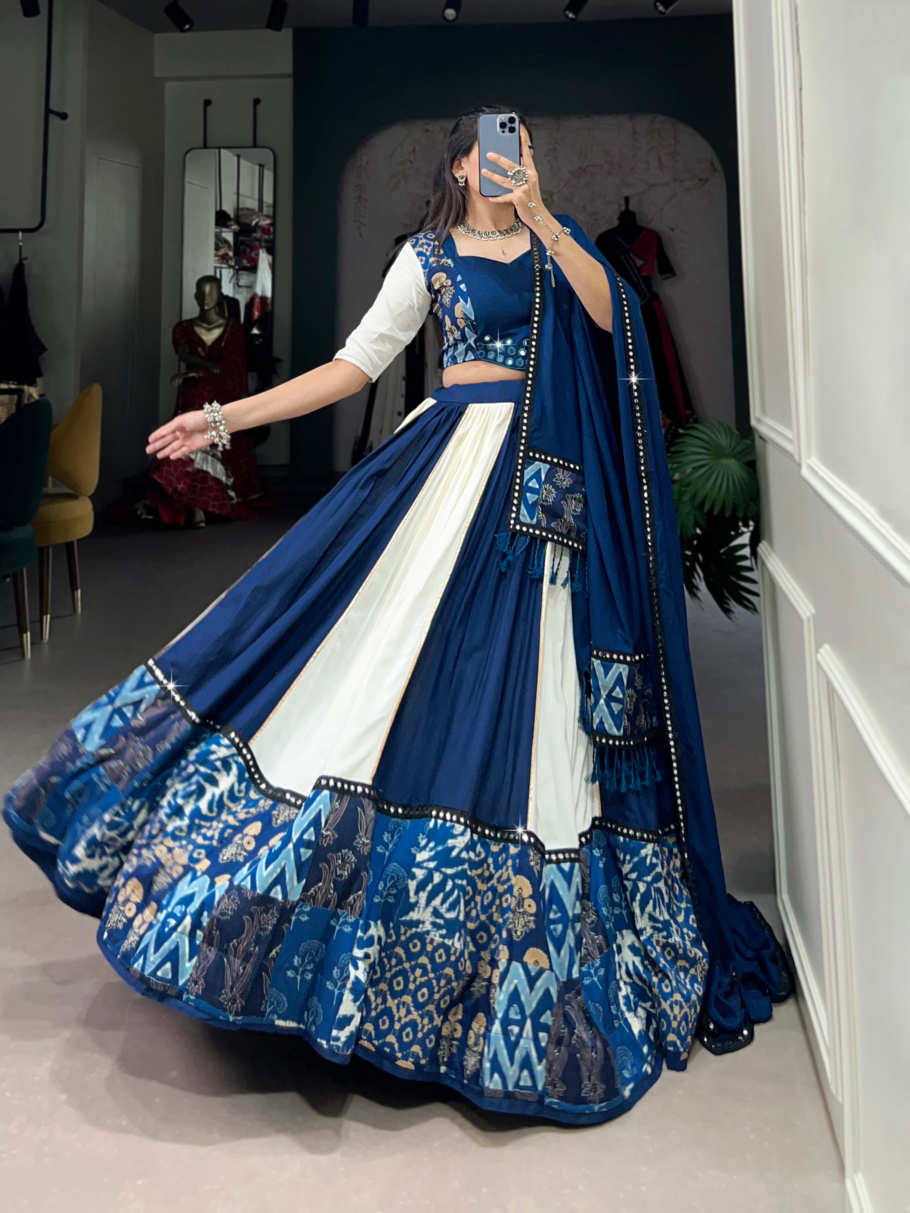 BLUE & WHITE DESIGNER NAVRATRI LEHENGA