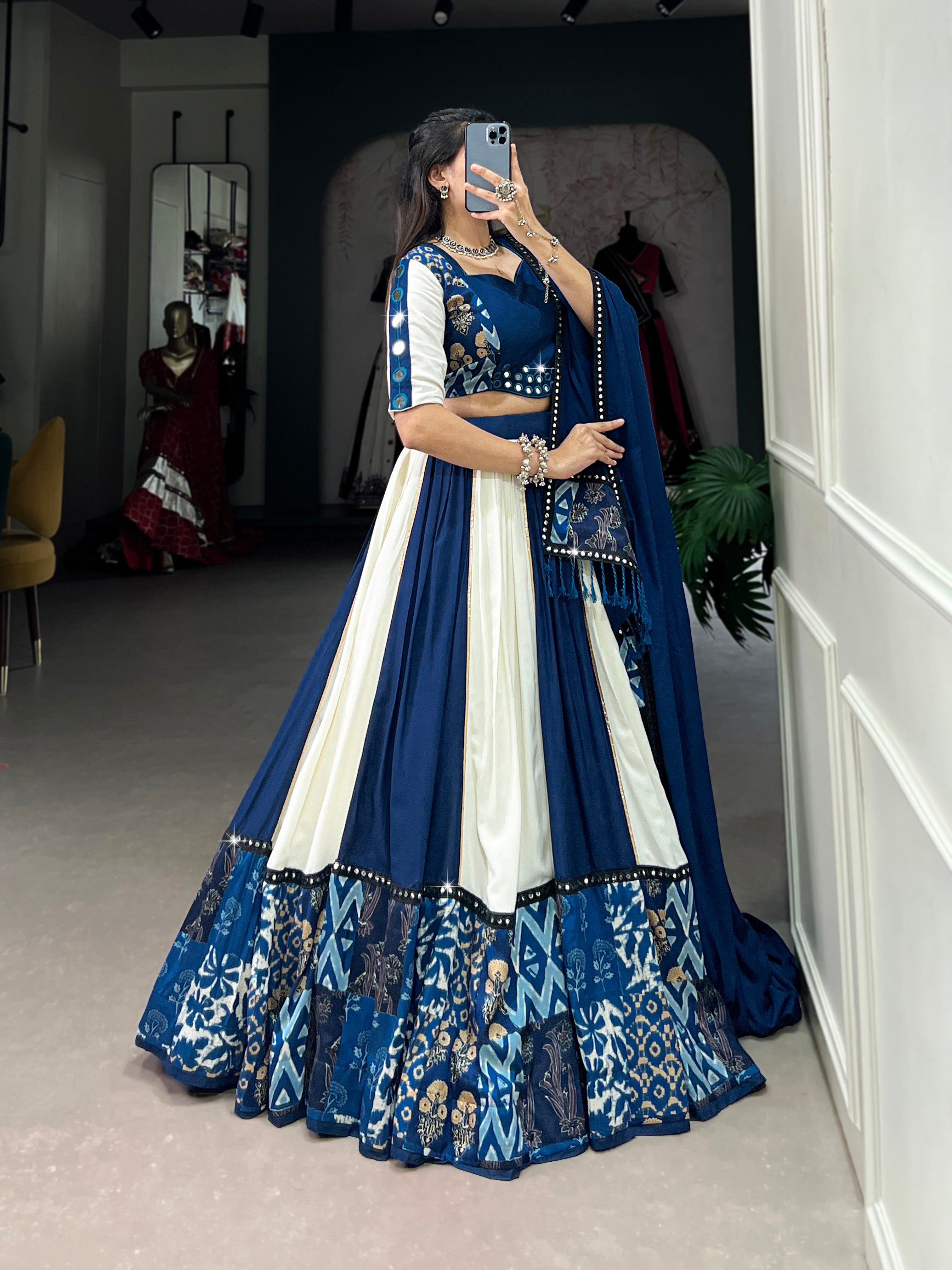 BLUE & WHITE DESIGNER NAVRATRI LEHENGA