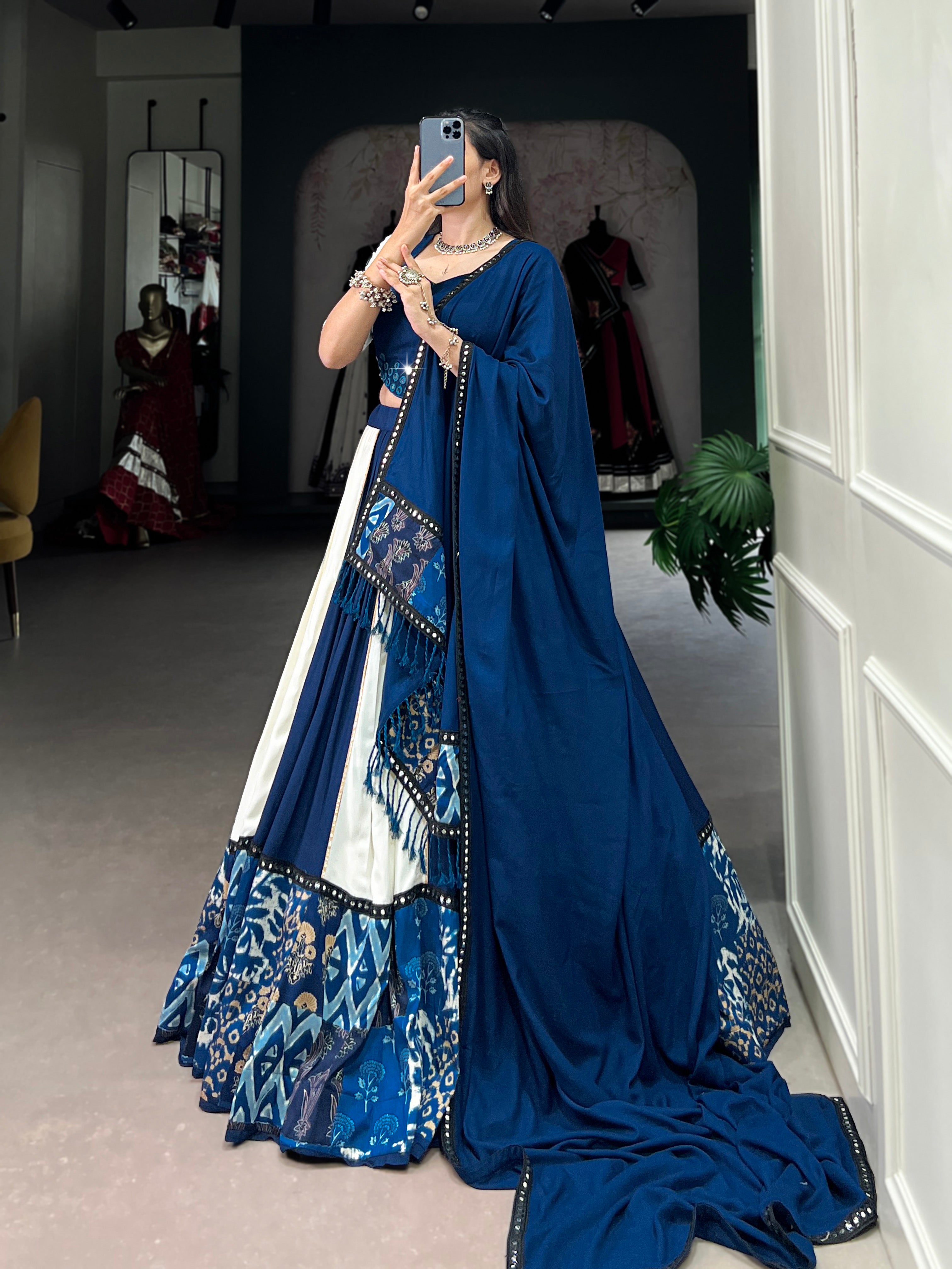 BLUE & WHITE DESIGNER NAVRATRI LEHENGA