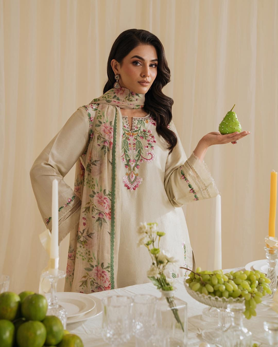Designer Embroidered Crepe Kurta with Farshi Palazzo & Printed Dupatta