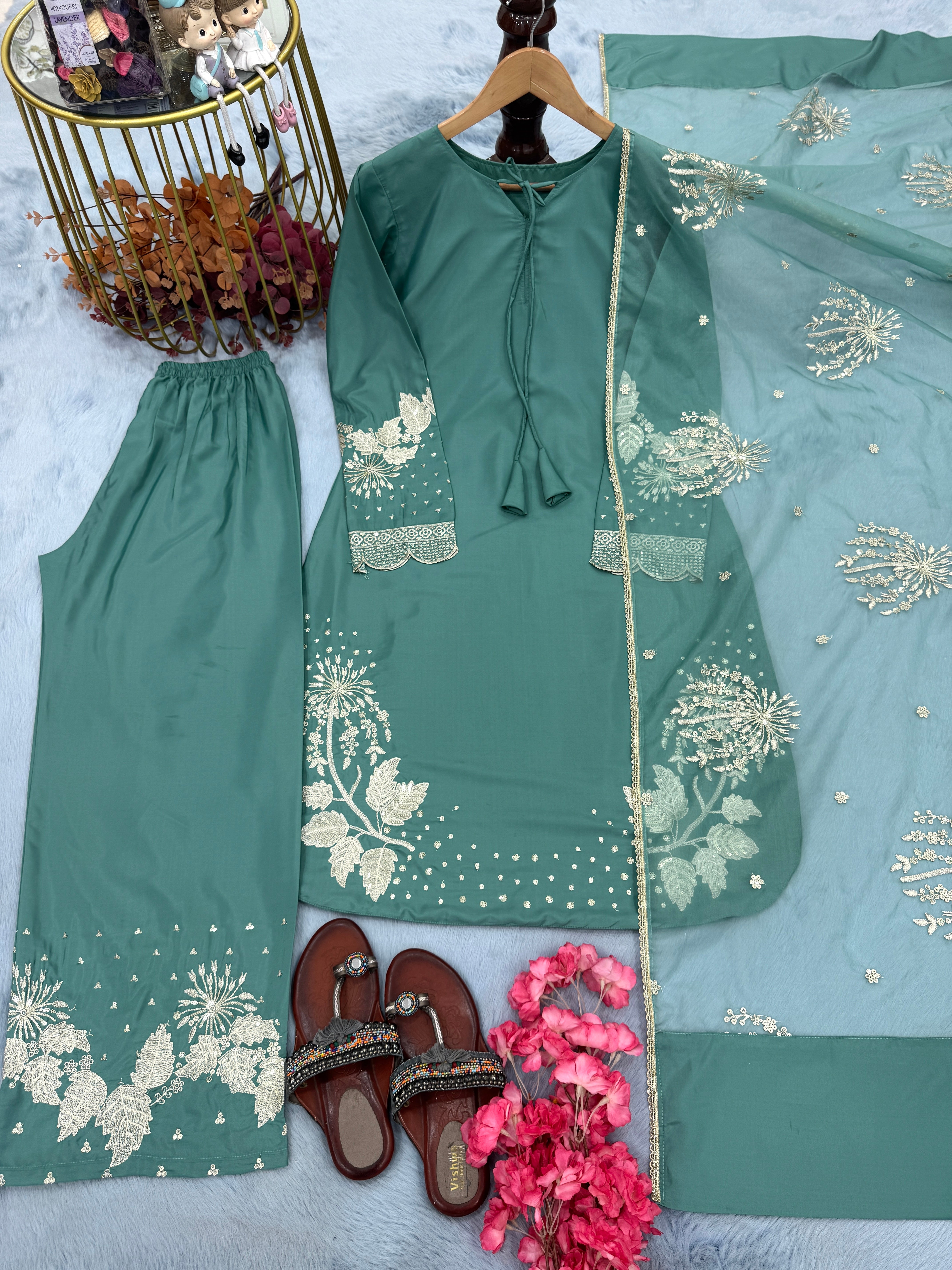 Aqua Grace Designer Crepe Palazzo Set