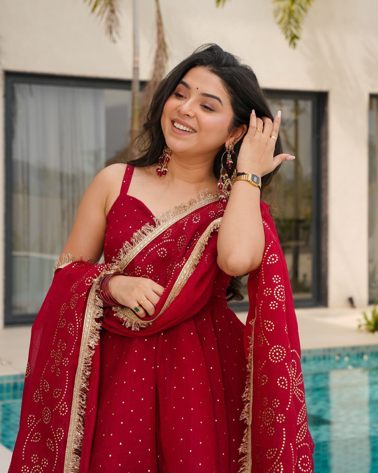 MAROON BLOOM SHARARA PAIR