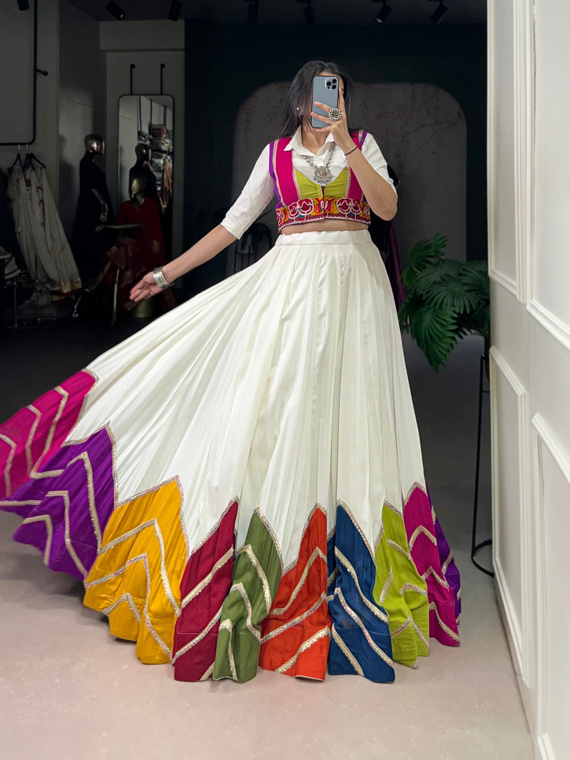 MULTI COLOUR DESIGNER LEHENGA WITH KOTI BLOUSE