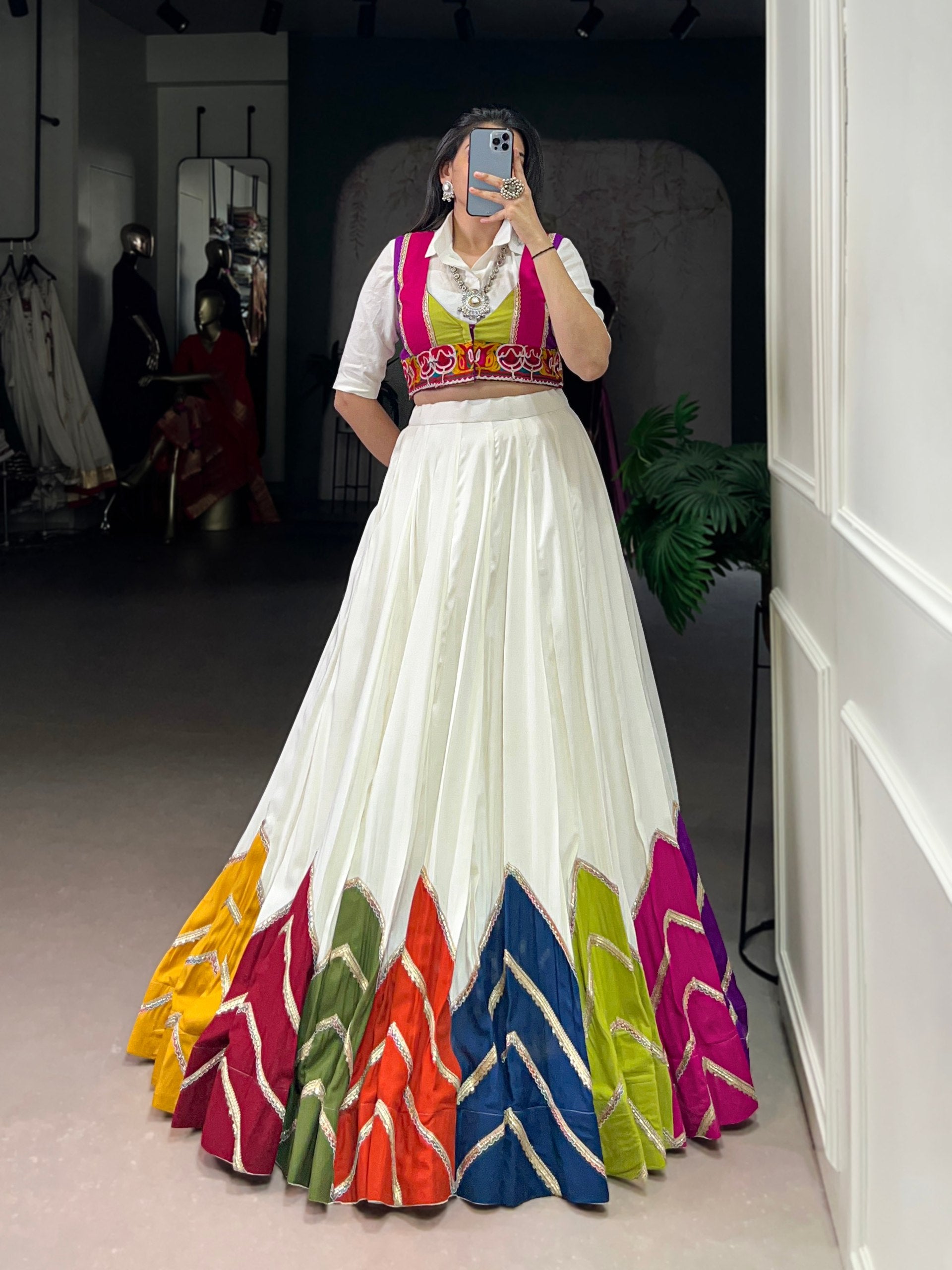MULTI COLOUR DESIGNER LEHENGA WITH KOTI BLOUSE