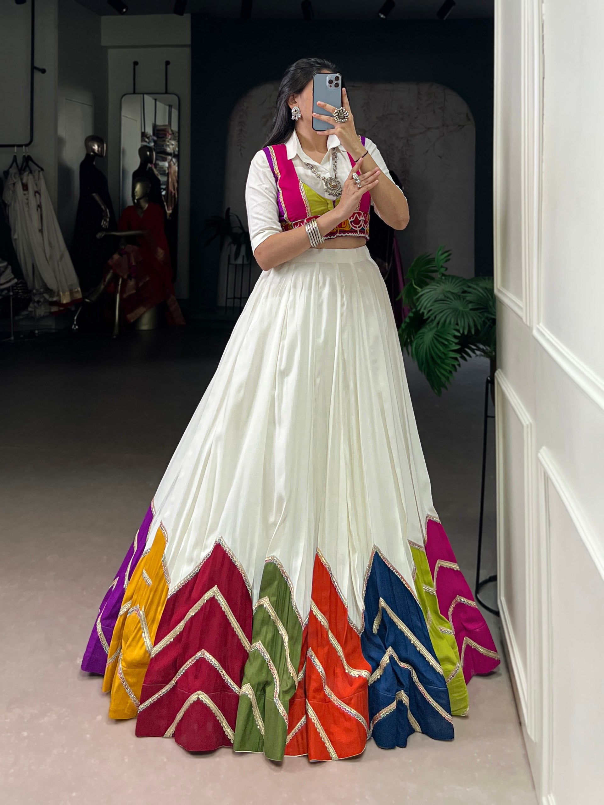 MULTI COLOUR DESIGNER LEHENGA WITH KOTI BLOUSE