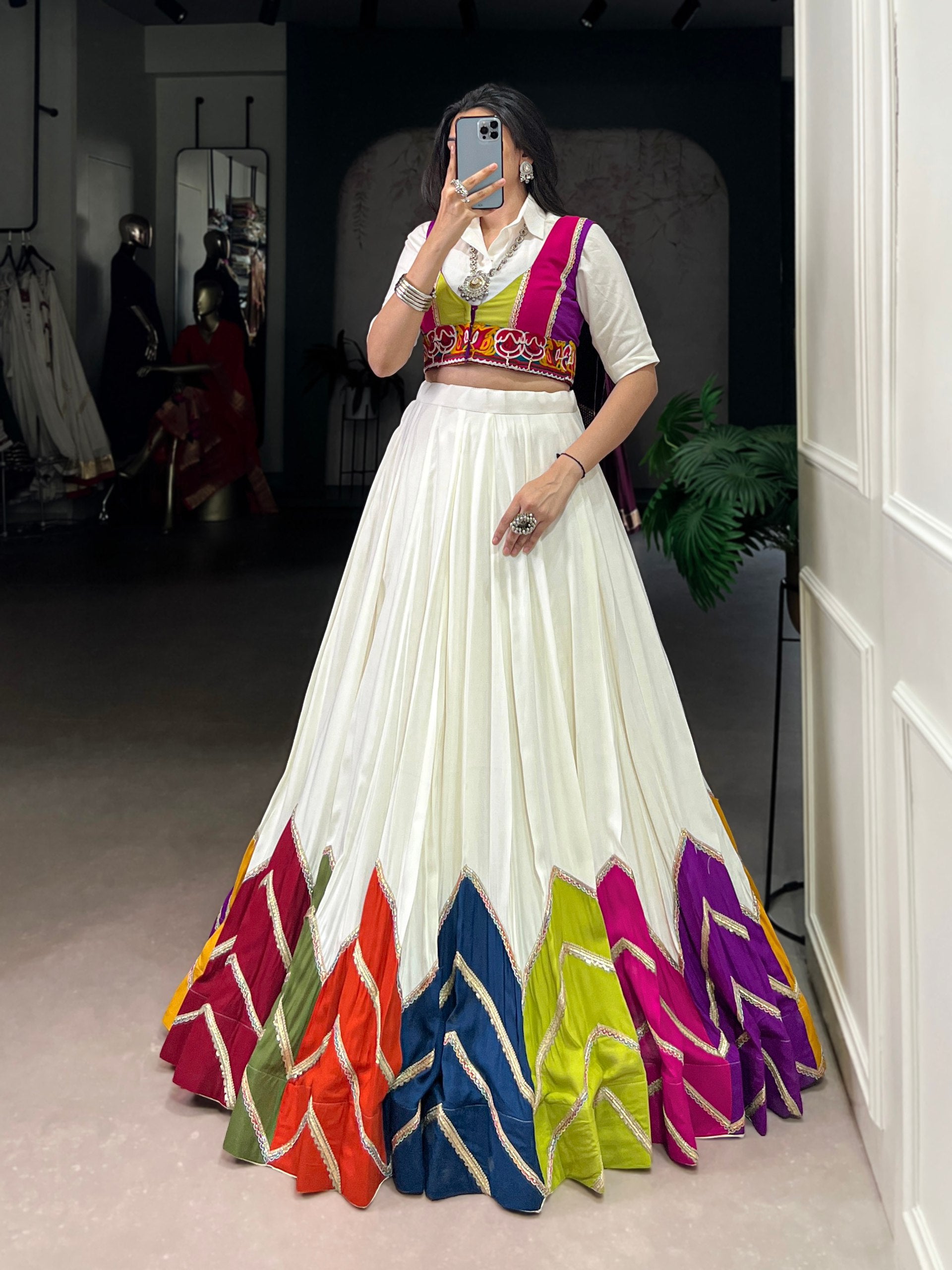 MULTI COLOUR DESIGNER LEHENGA WITH KOTI BLOUSE