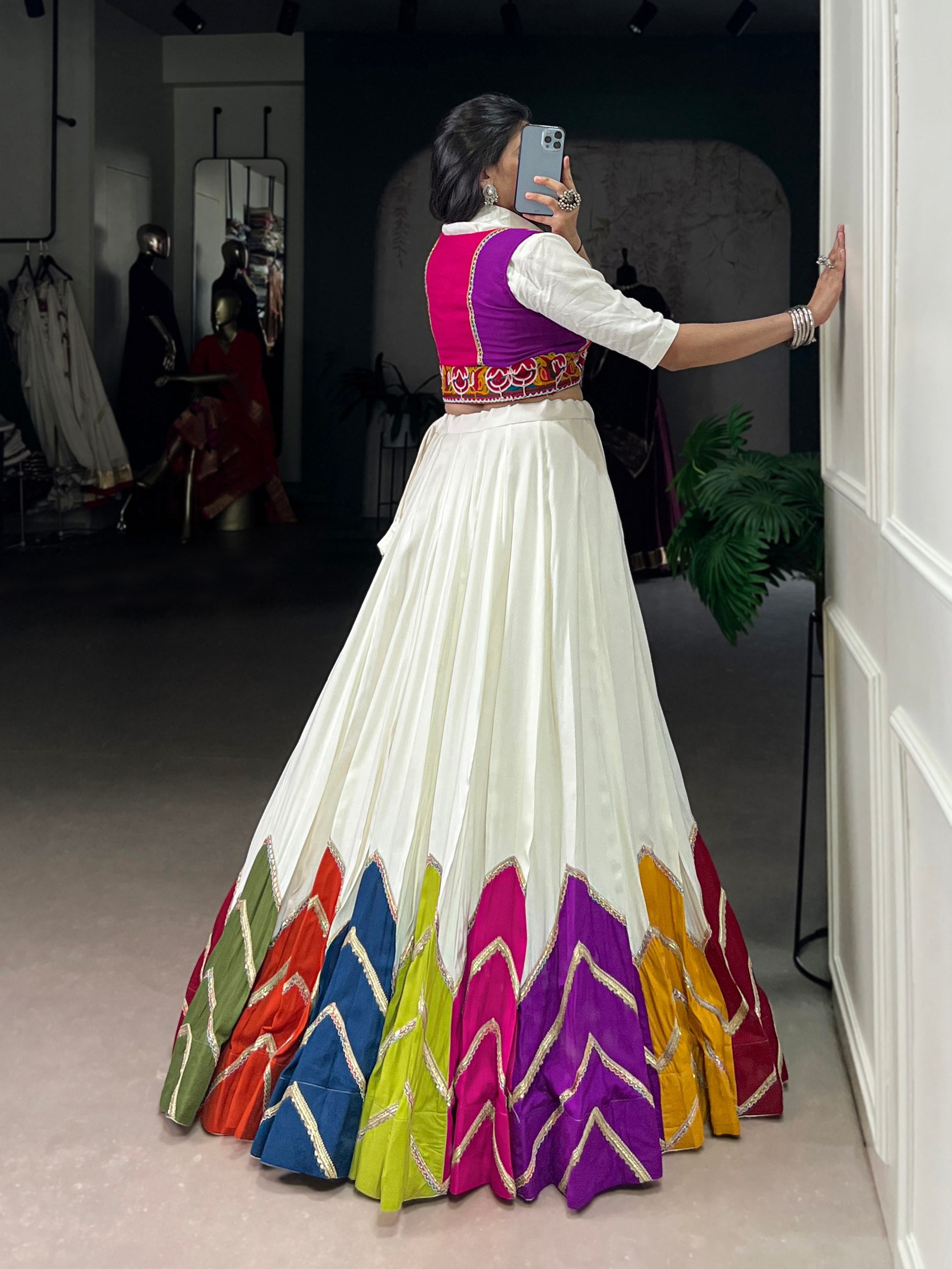 MULTI COLOUR DESIGNER LEHENGA WITH KOTI BLOUSE
